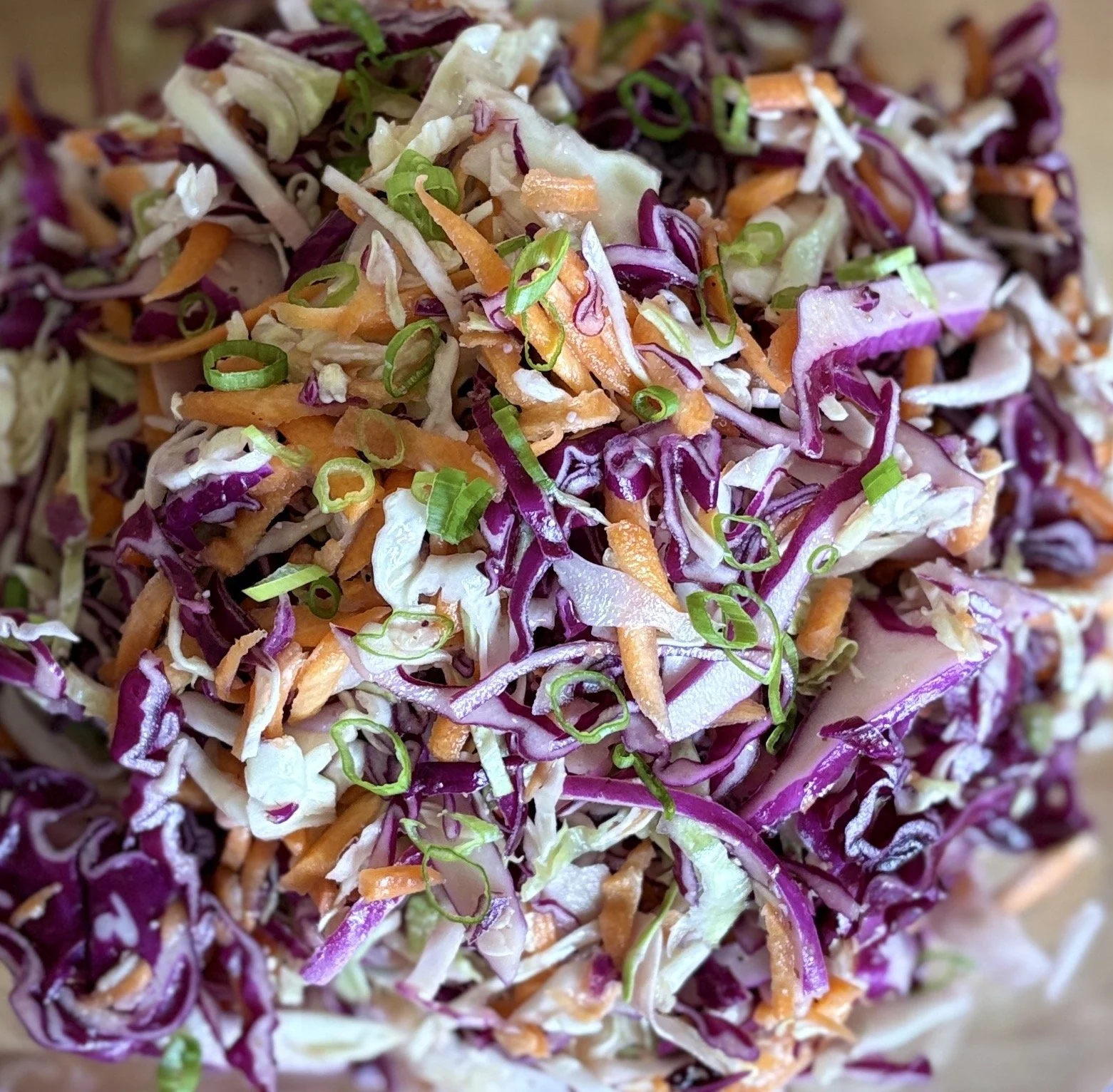 rainbow miso slaw with cabbage and carrots