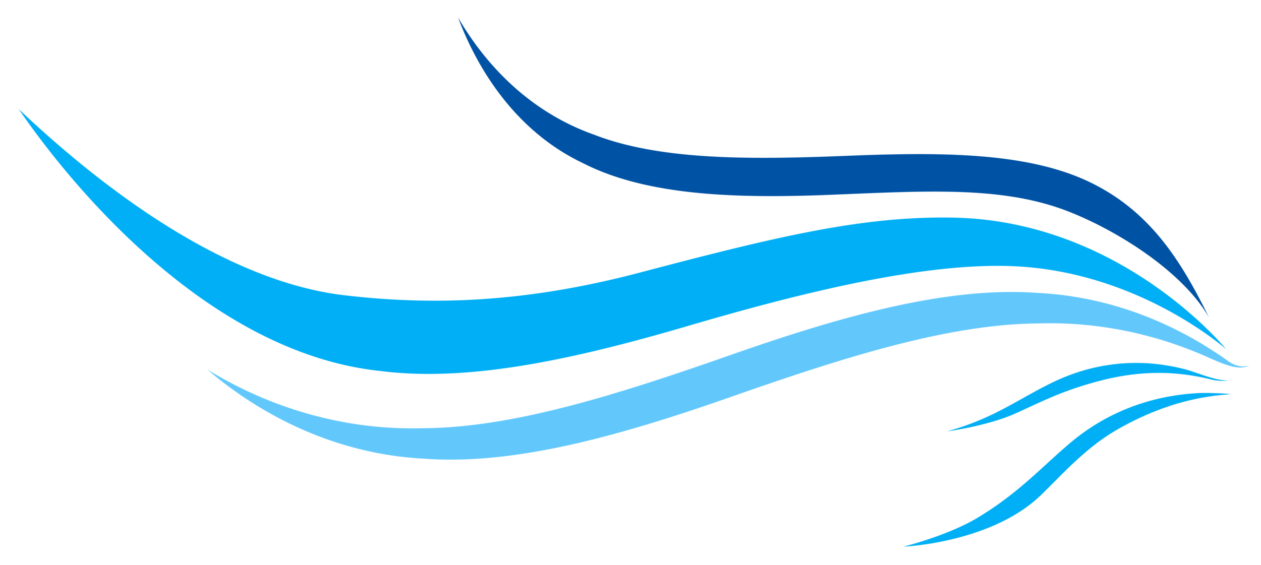 Cool Air Gisborne Logo Stylized blue waves in various shades flowing horizontally.