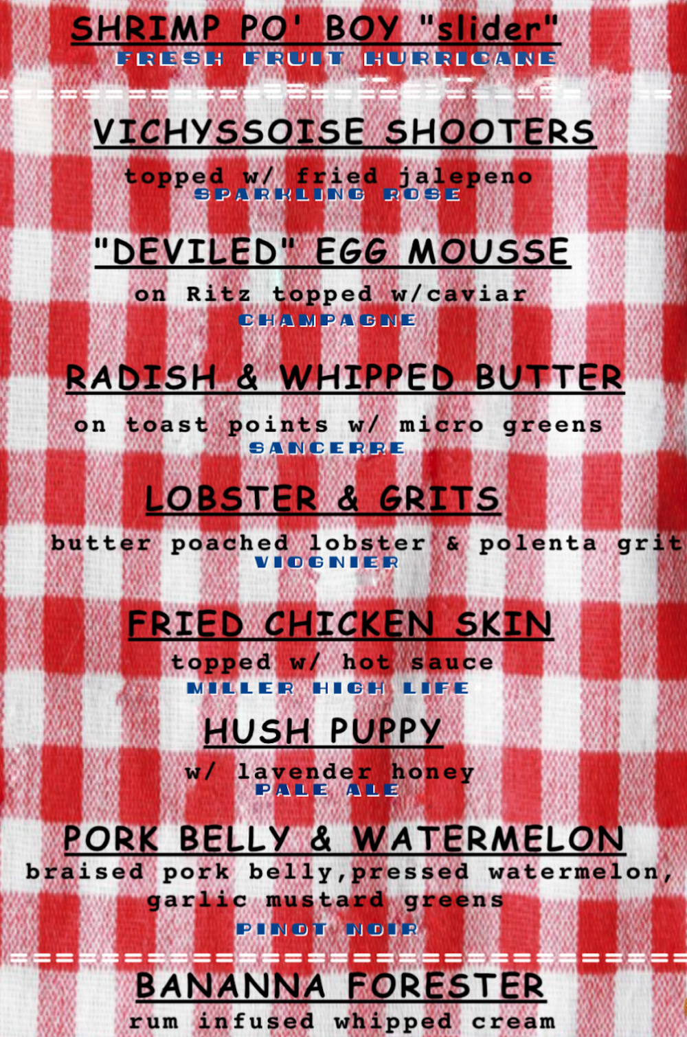 A previous PAV-1 Kitchen tasting menu