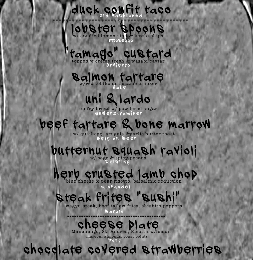 A previous PAV-1 Kitchen tasting menu