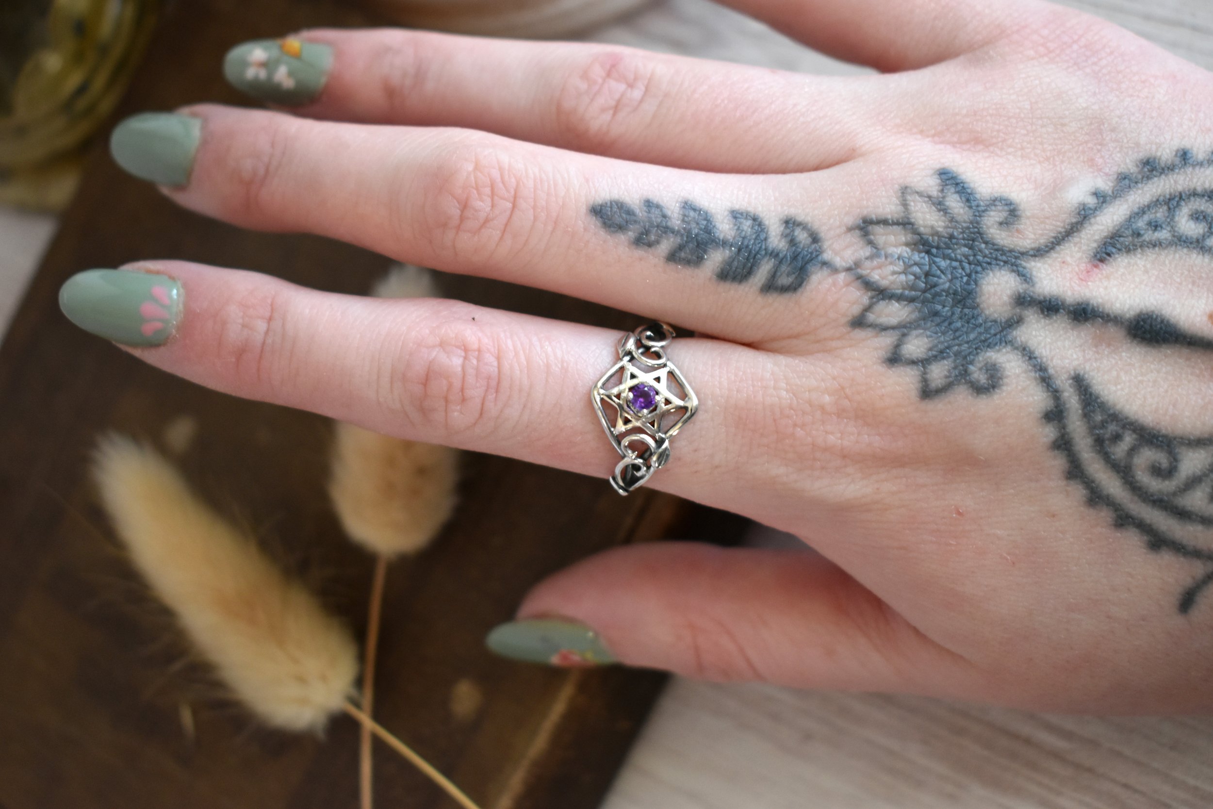 Art Nouveau Inspired Silver Signet Ring with Iris Flower Motif — Luna Flora  Designs Handmade Floral Jewelry