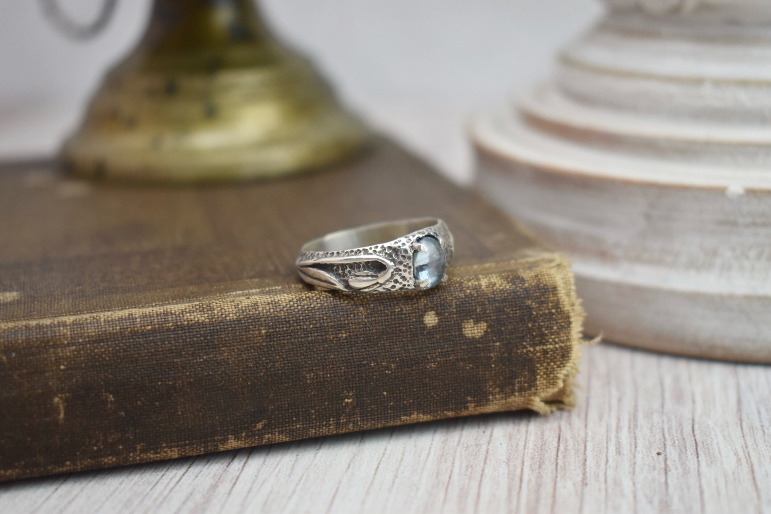 Art Nouveau Inspired Silver Signet Ring with Iris Flower Motif — Luna Flora  Designs Handmade Floral Jewelry