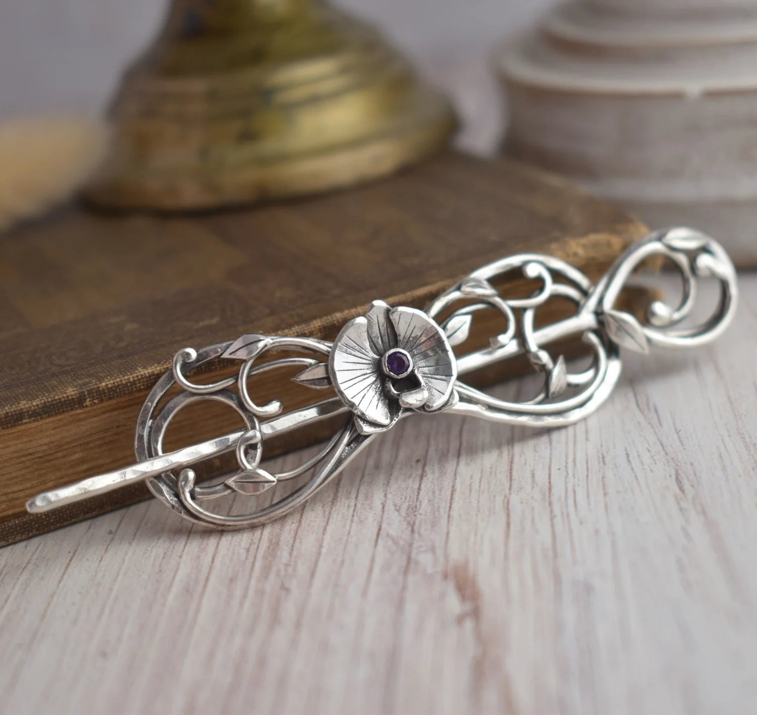 orchid flower sterling silver art nouveau fantasy inspired  display picture 3