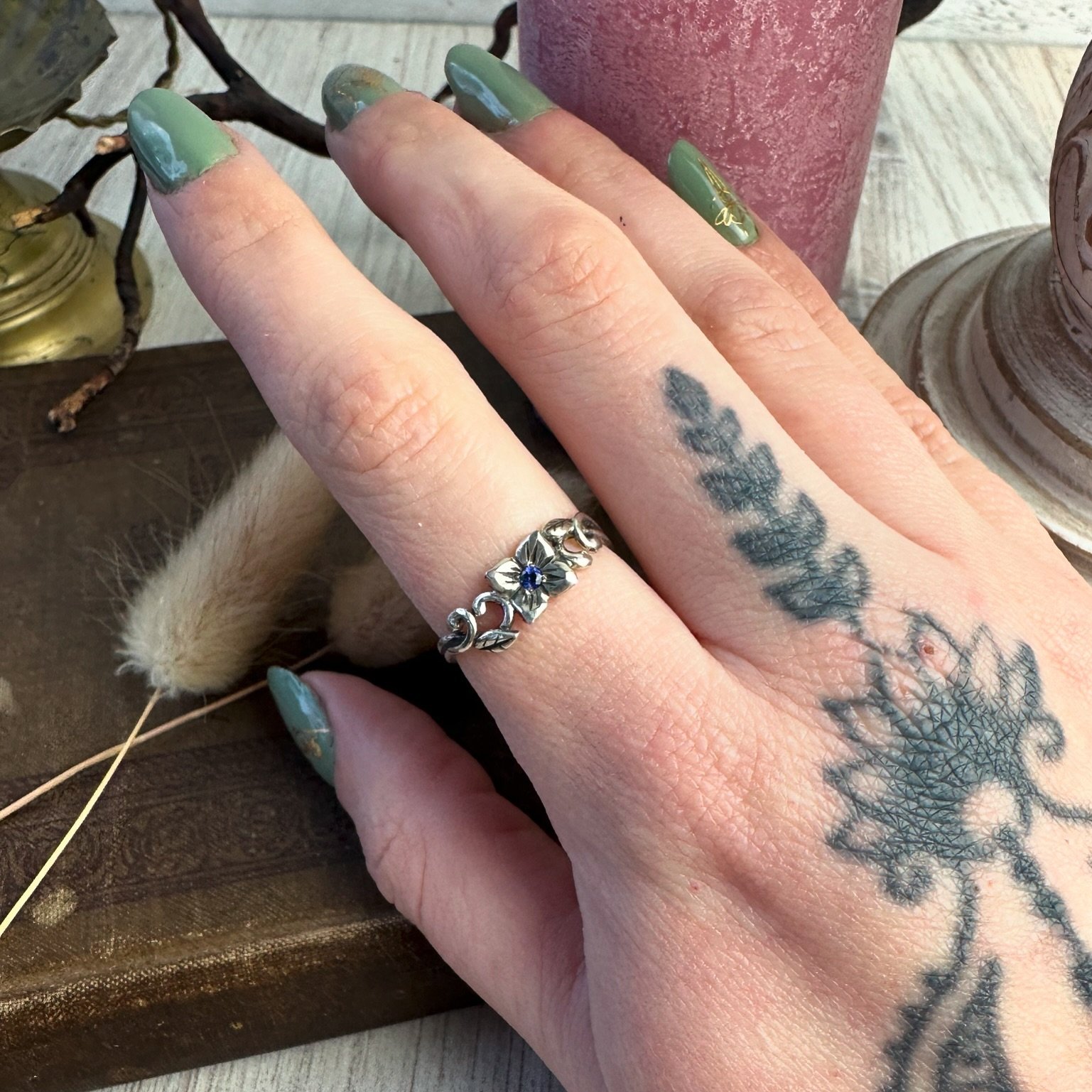 A ring truly made for a spring princess! Plus who doesn&rsquo;t love a stunning blue sapphire? Available made to size with your choice of gemstone 🥰
