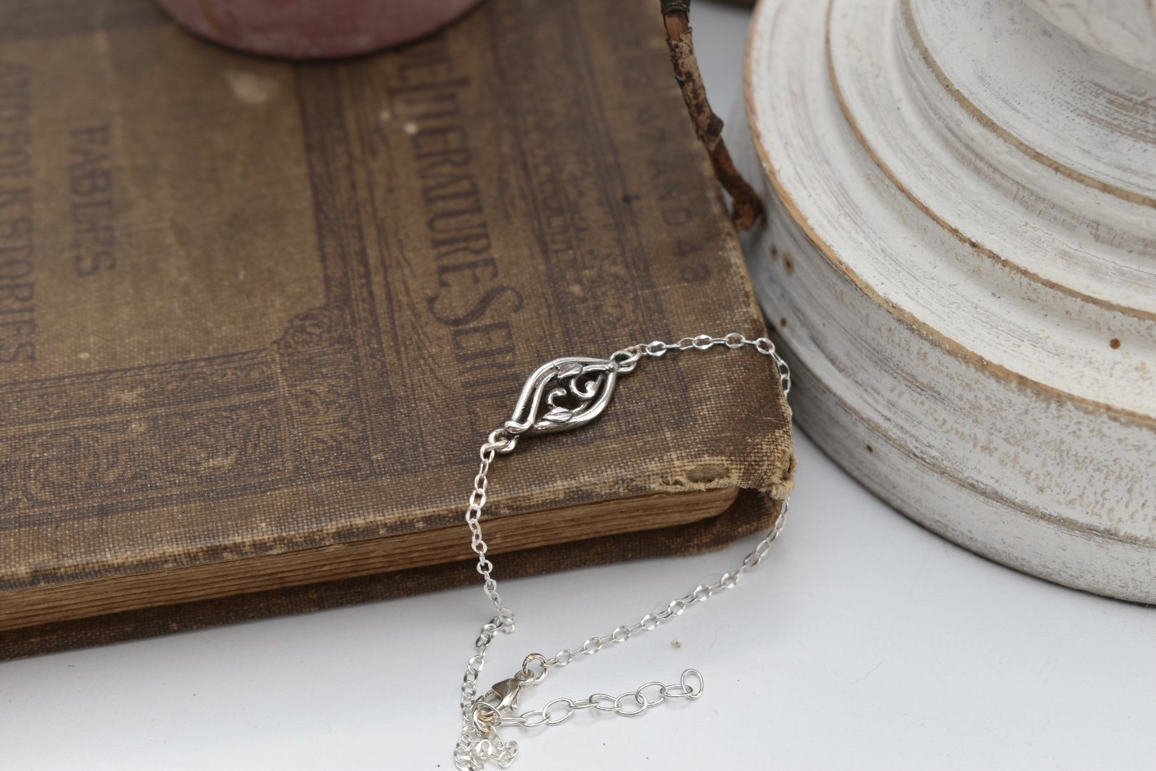Elvish style filigree silver charm bracelet