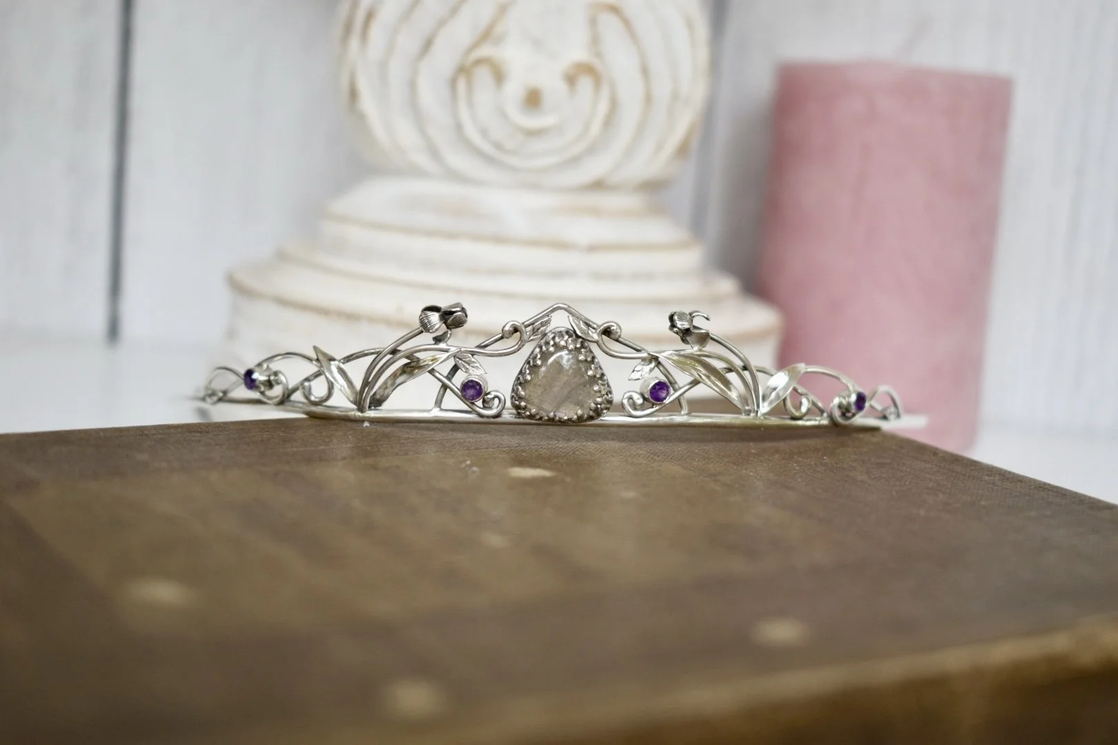 Art nouveau silver iris flower tiara