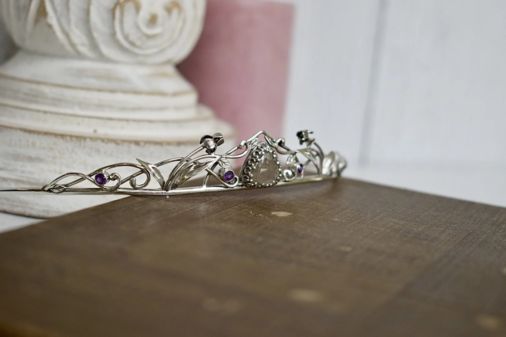 Art nouveau silver iris flower tiara