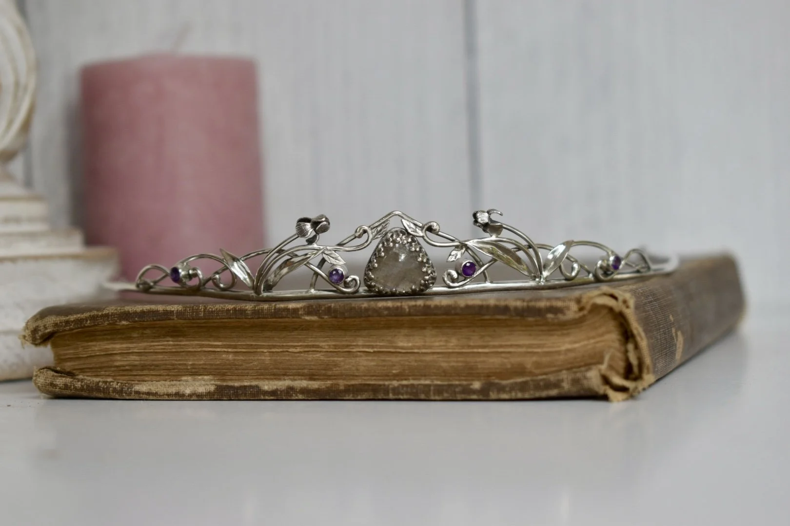 Art nouveau silver iris flower tiara
