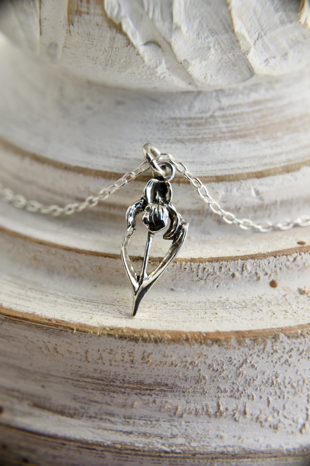 Art Nouveau Iris Flower Handmade Pendant