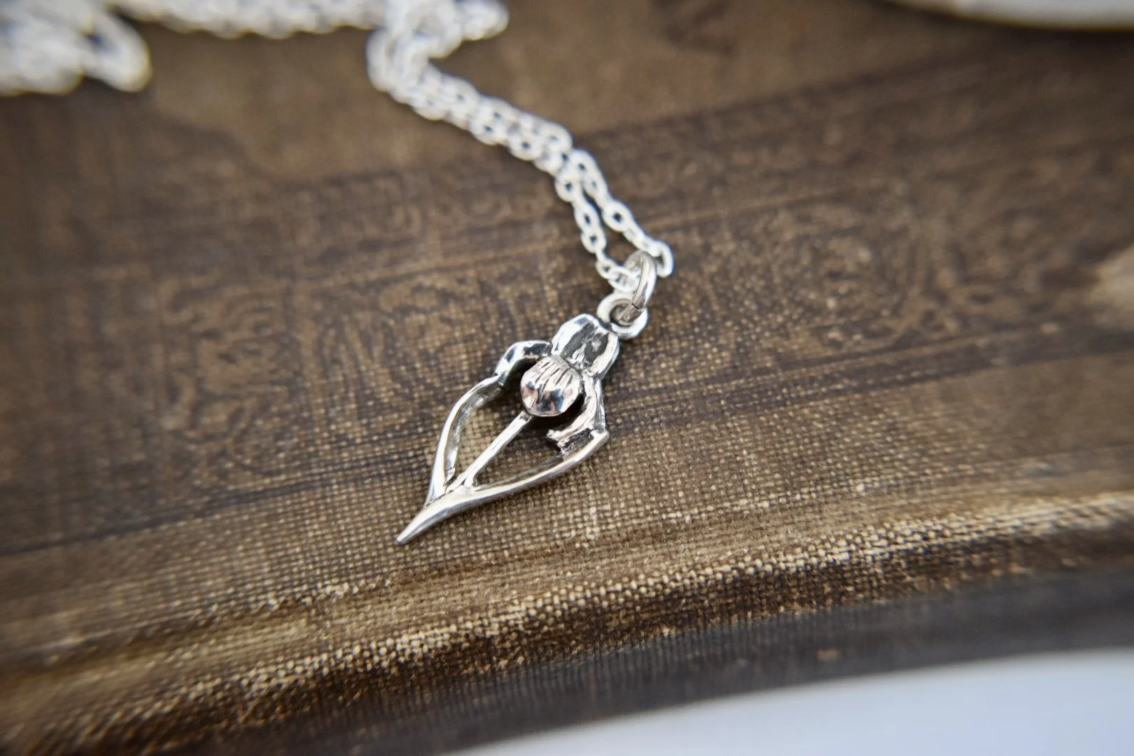 Art Nouveau Iris Flower Handmade Pendant