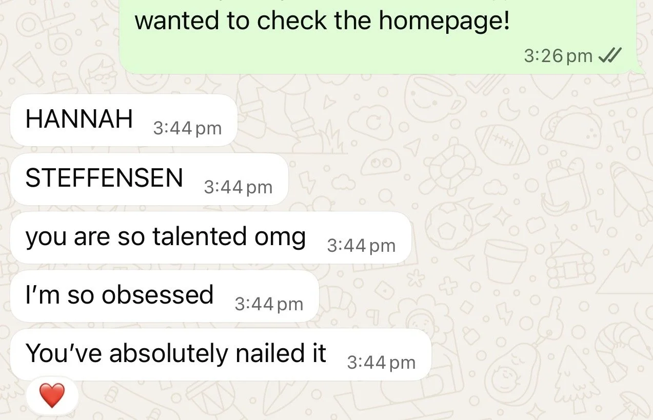 Screenshot of a WhatsApp conversation with positive messages and a red heart emoji.