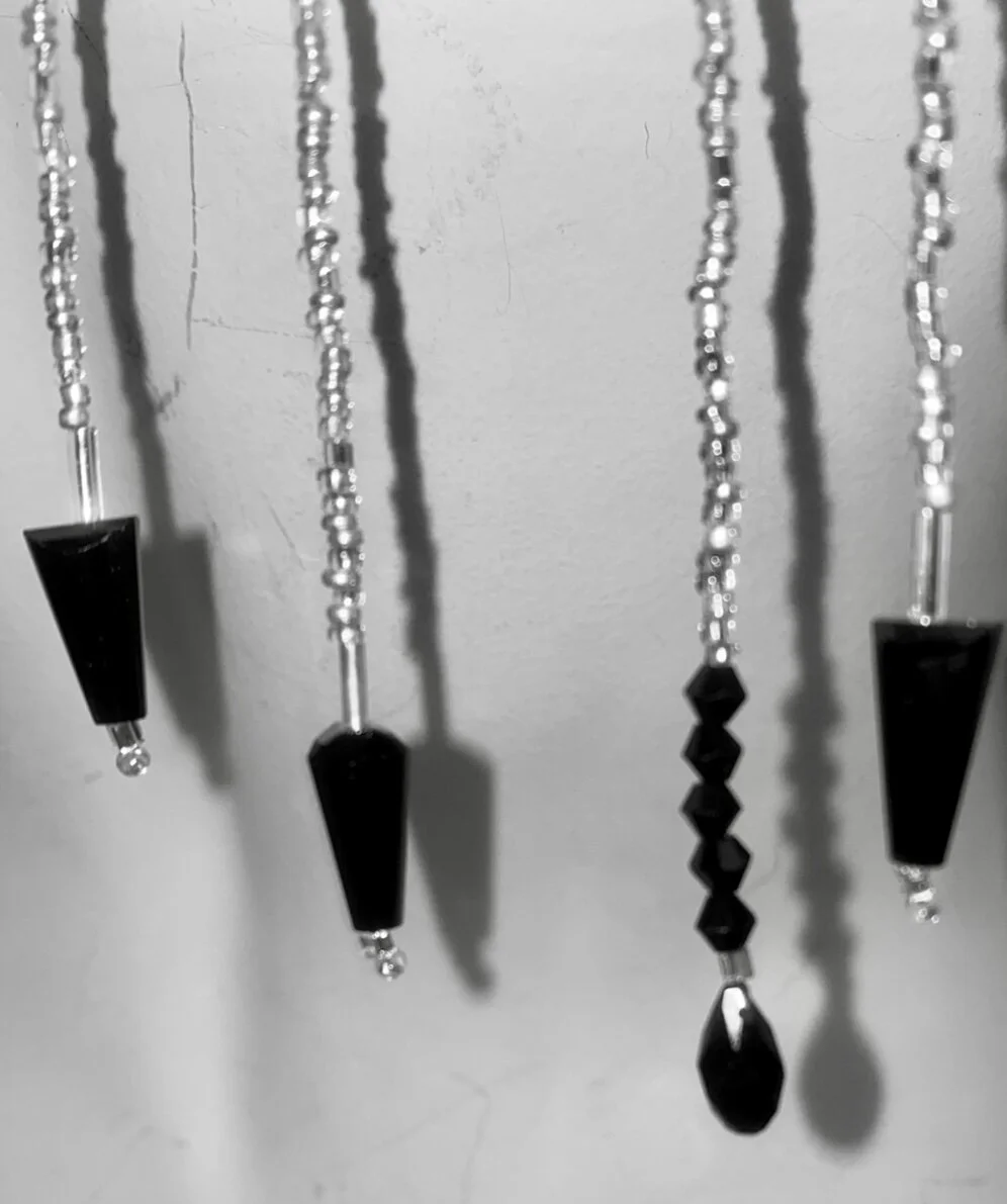 ‘Beautiful Imperfection’2020This was made while taking  Form in Fabric at the School of the Art Institute of Chicago. The leather panels are machine sewn and the beading is all done by hand. I used leather, thread, seed, bugel and crystal beads.