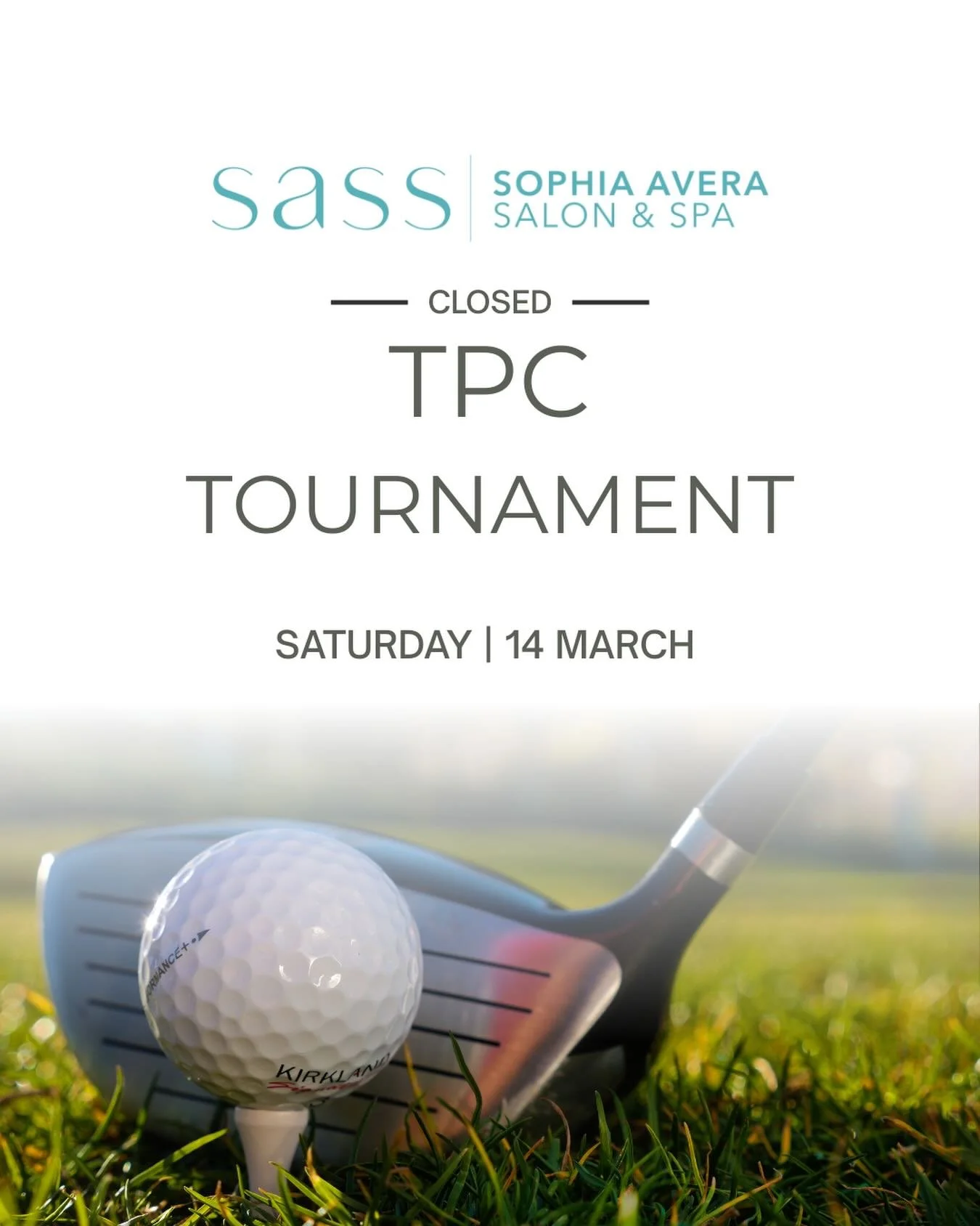 A little change of scenery for the SASS team&hellip; ⛳️

Sophia Avera Salon &amp; Spa will be closed Saturday, March 14 as our team enjoys the TPC Tournament or just a fun day off. 

We&rsquo;ll see you soon with fresh energy and ready to create beau