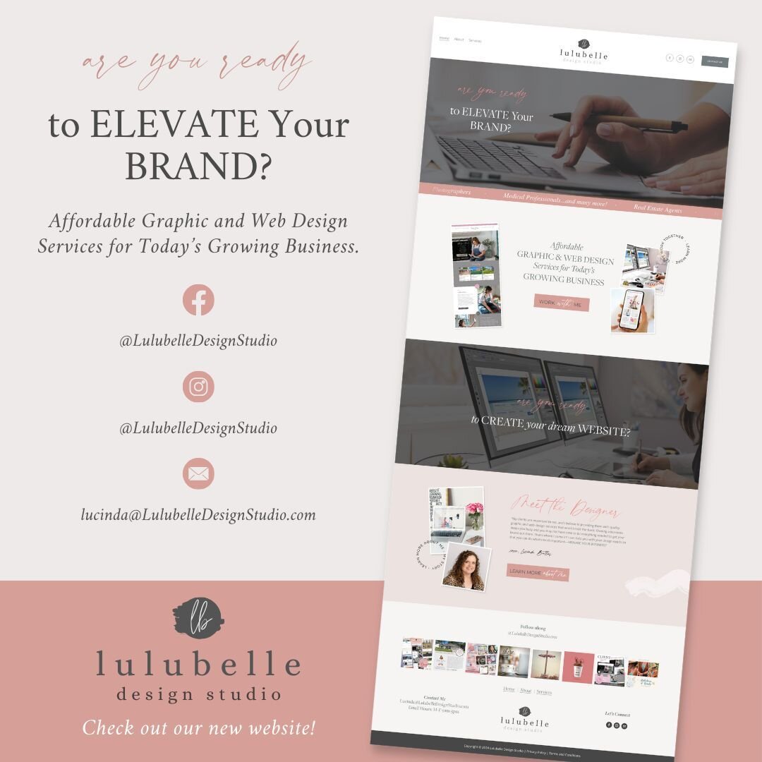Happy Friday!

Are you ready to elevate your brand? Maybe you need a new logo, new marketing materials or a new website design? I got you covered!

Contact me today to discuss your design needs!

Lucinda Butler
Owner/Designer
📞 903-312-5399
📩 Lucin