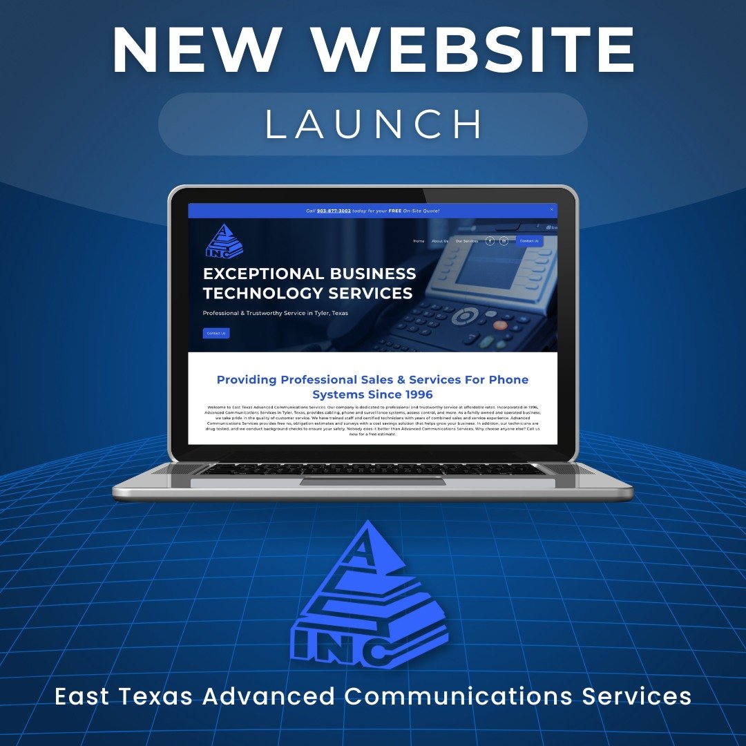 🤩 New Website Launch! 🎉

So excited for my clients East Texas Advanced Communications Inc. and their new website!

East Texas Advanced Communications Services provides cabling, phone and surveillance systems, access control, and more! Call them tod