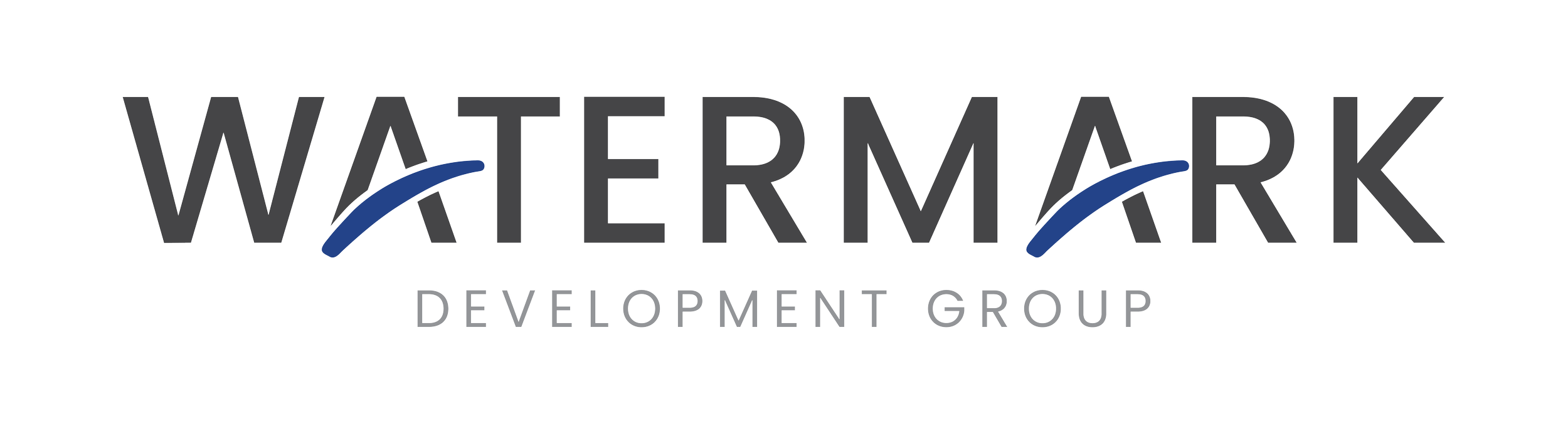 Watermark Development Group logo in gray and blue with stylized swooshes.