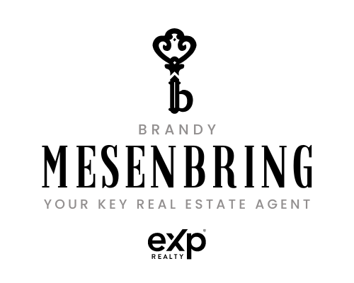 Brandy Mesenbring, residential real estate agent, logo with a key and crown, EXP Realty logo.