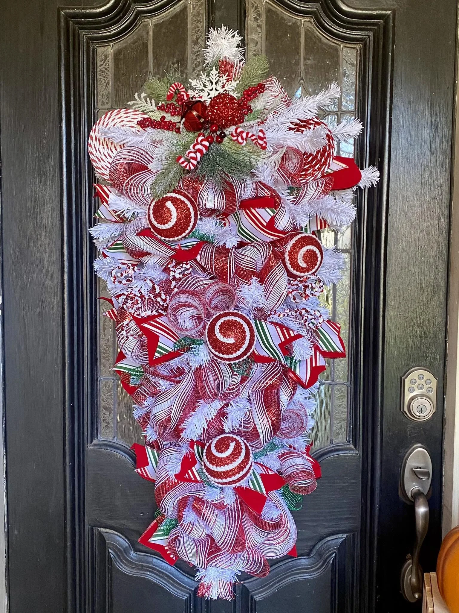 48" Candy Cane Christmas Teardrop Wreath