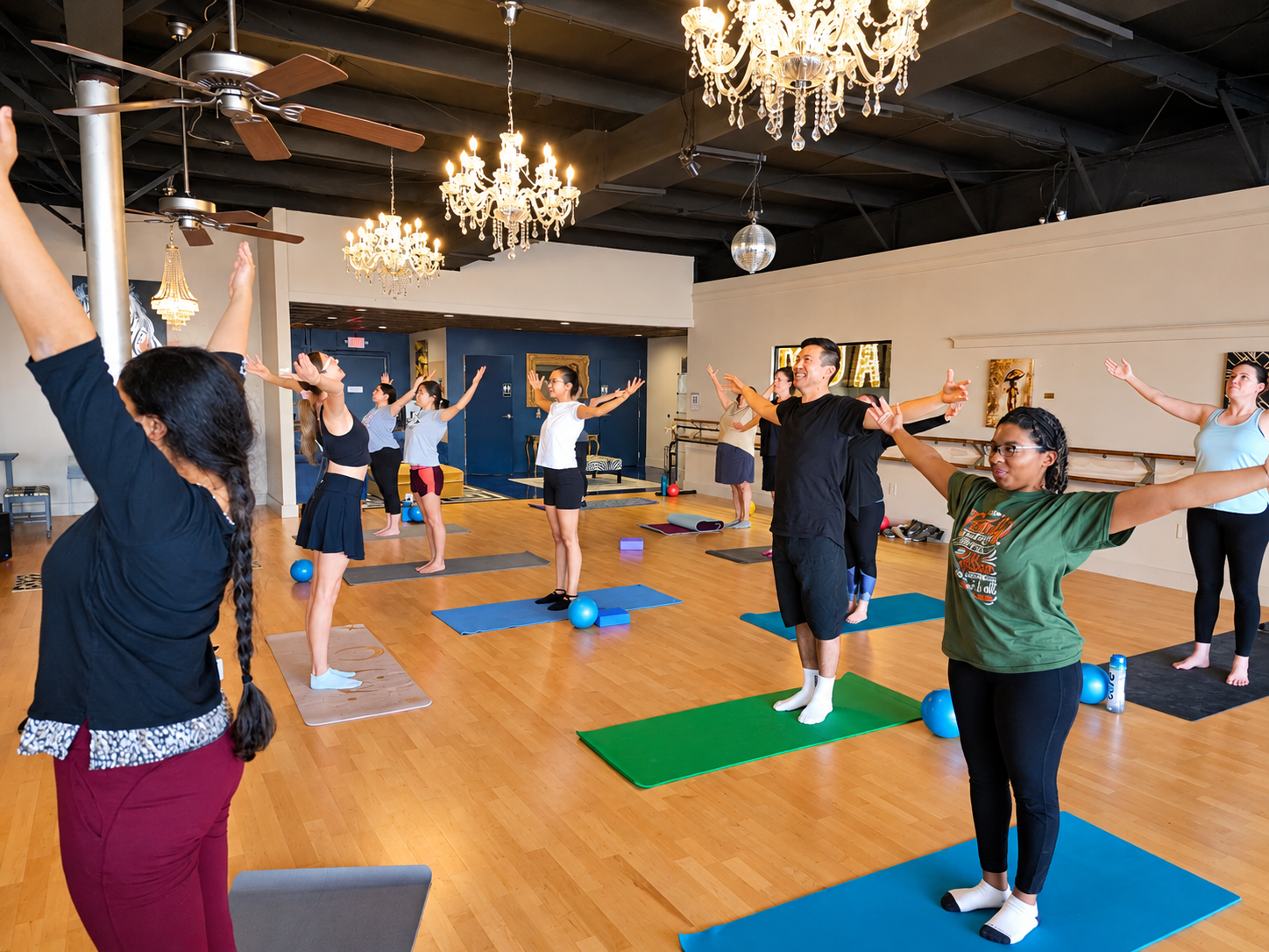 Adults in a beginner class at The Dance Barre