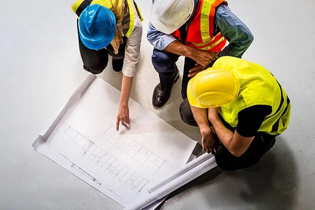 Builders reviewing plans