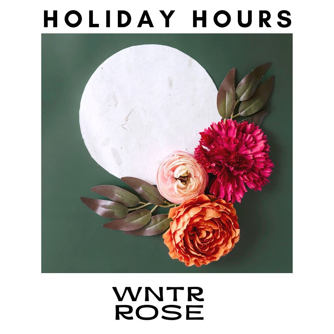 ✨HOLIDAY HOURS✨

12/23- 11-6PM
12/24- 11-4PM
12/25 &amp; 12/29 CLOSED
1/1 &amp; 1/2 CLOSED

#happyholidays #wntrrose #modernapothecary #indieboutique #denver