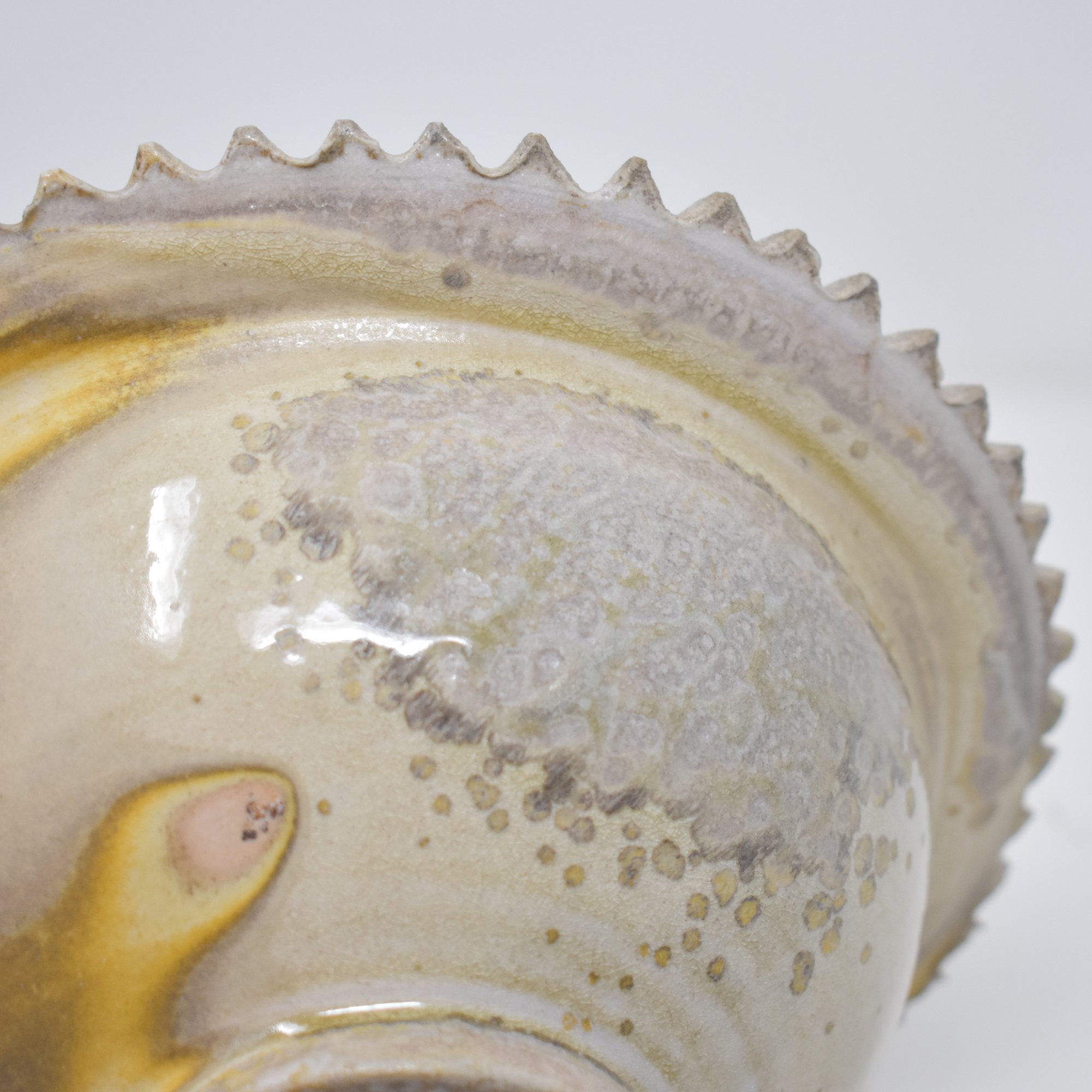 Detail of a bowl with lovely crystal growth, Anagama, Fall 2023