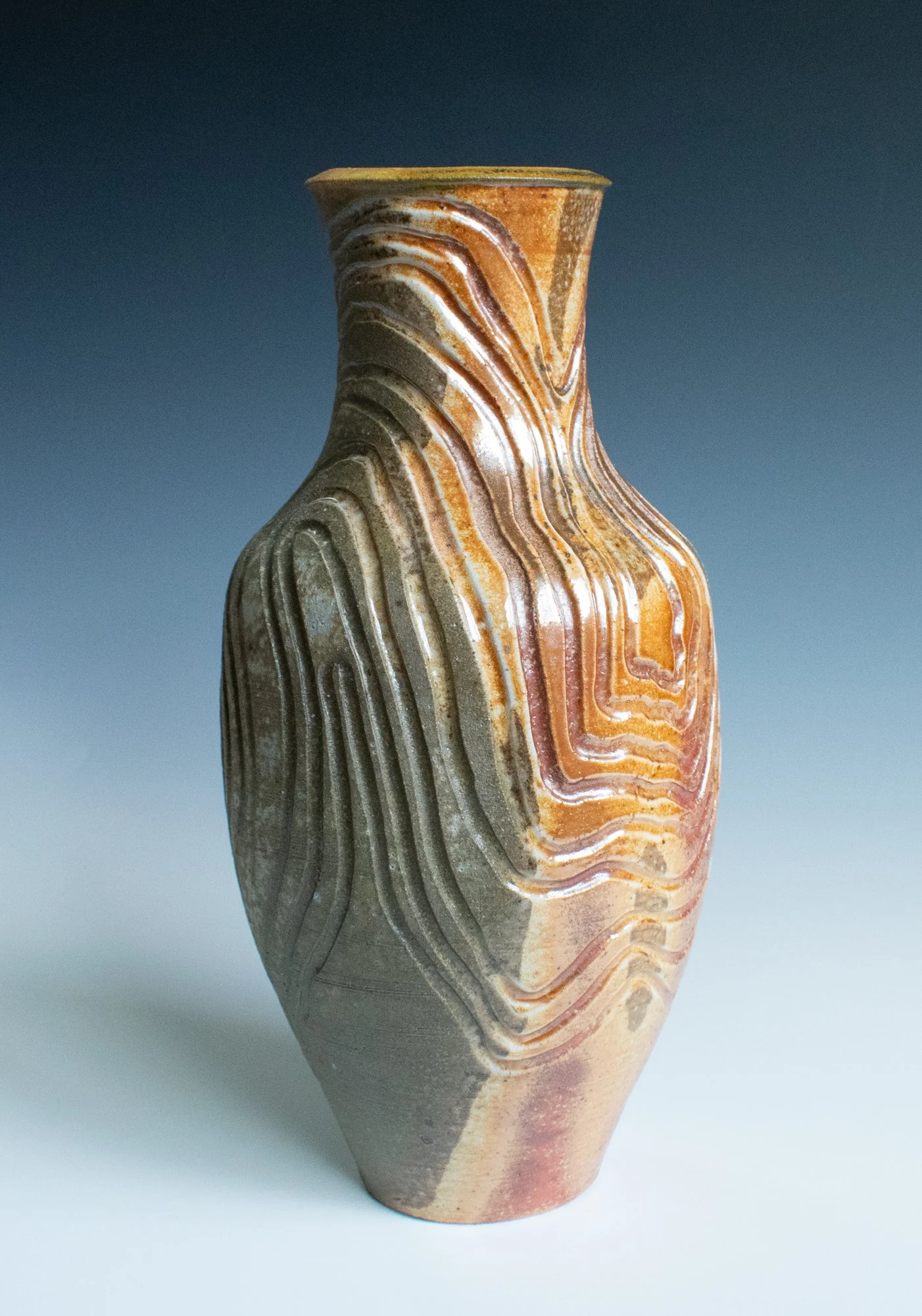 Pathways vase, cone 11+ train kiln, winter 2025