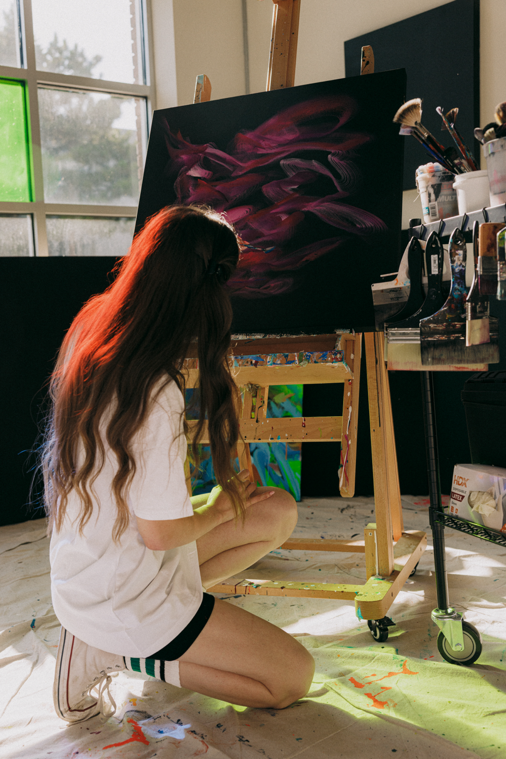 In studio with Sarah Kraning