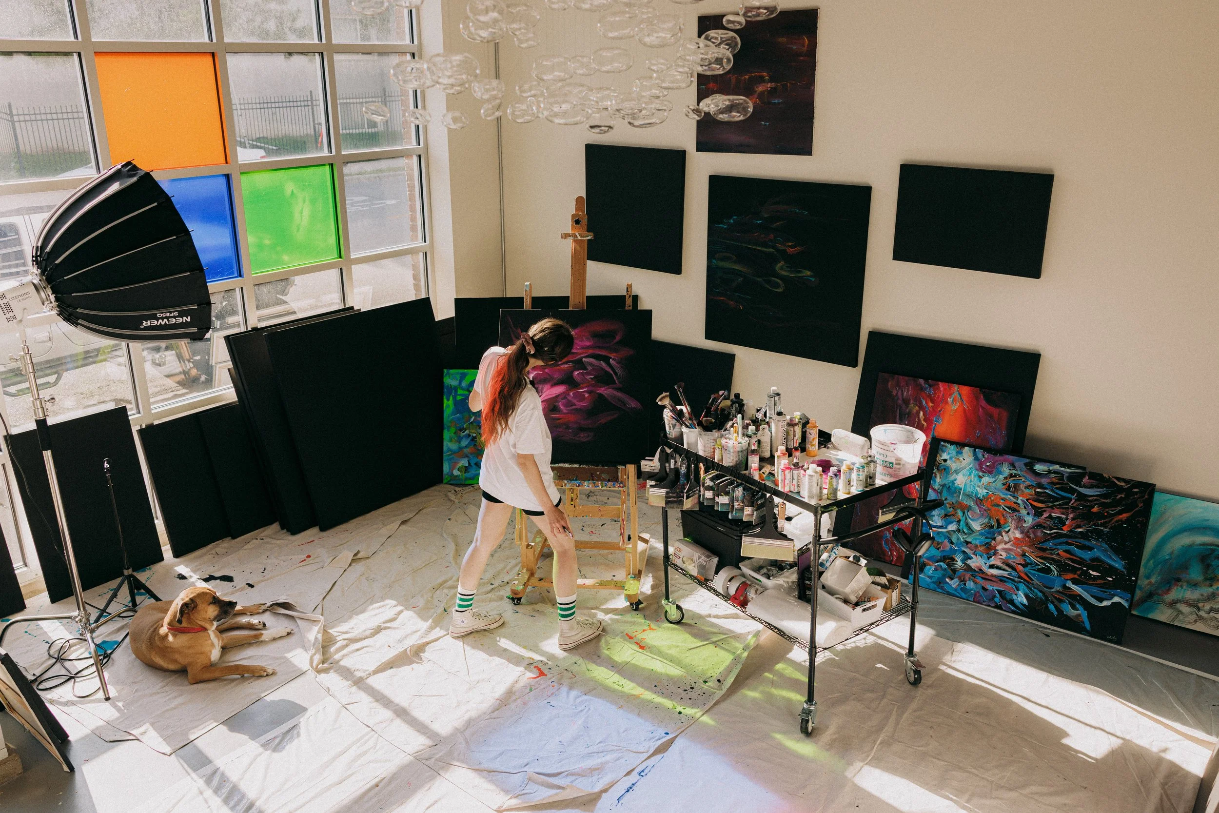 In studio with Sarah Kraning