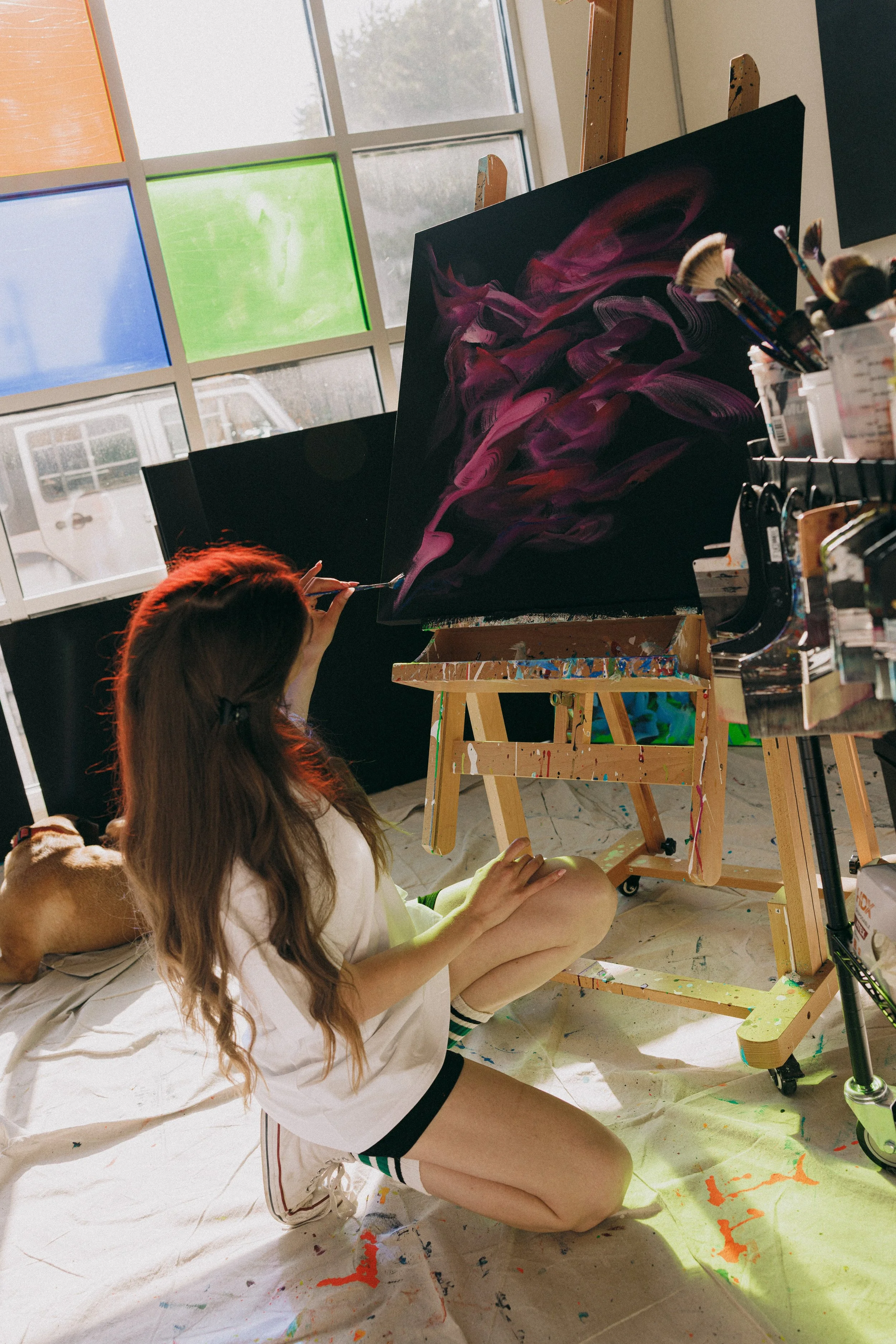 In studio with Sarah Kraning