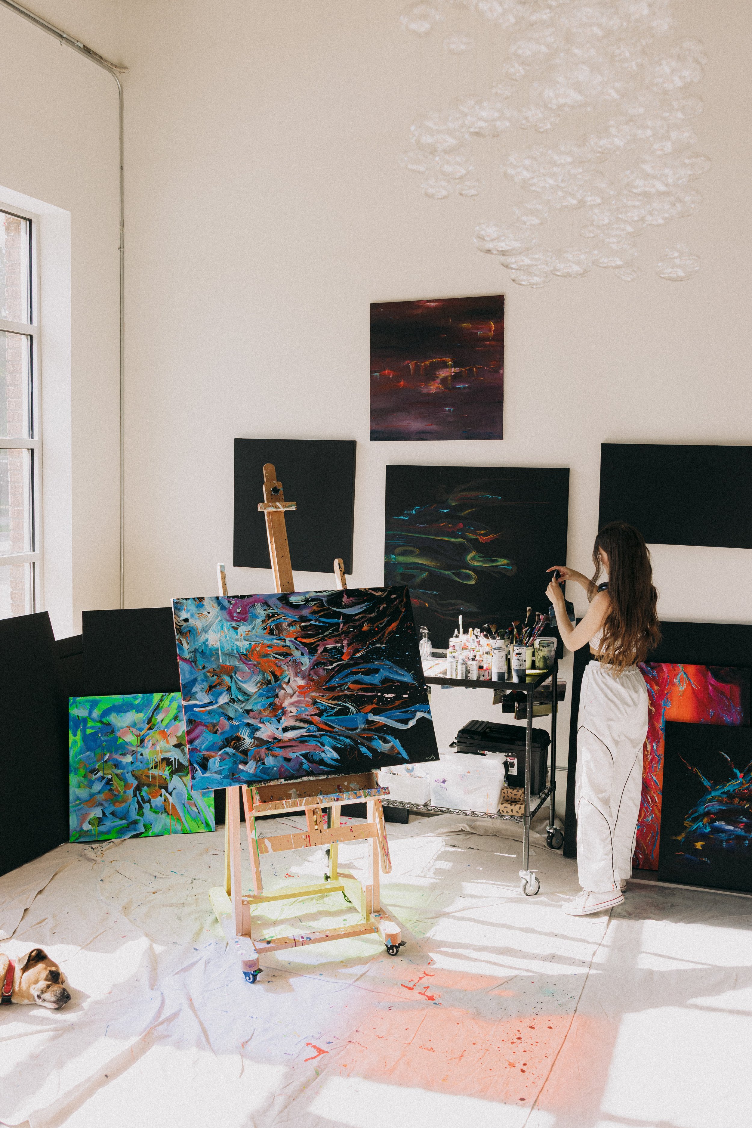In studio with Sarah Kraning