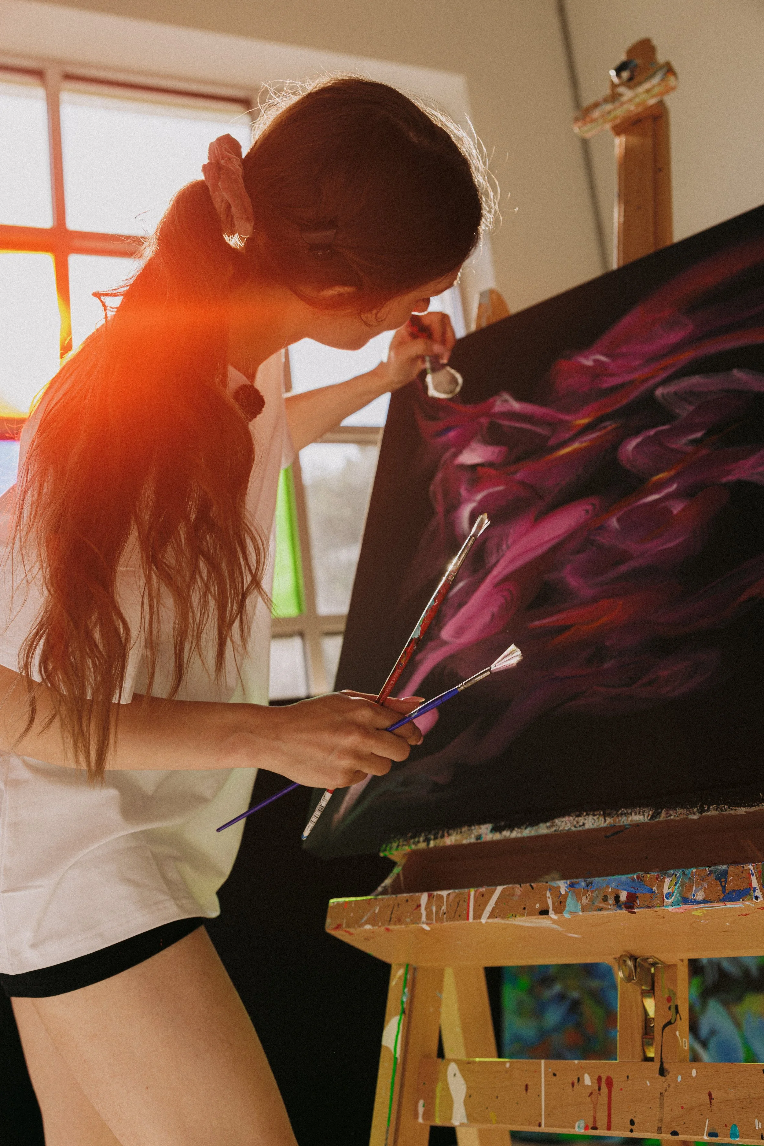 In studio with Sarah Kraning