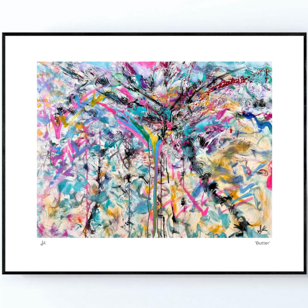 BTS 'Butter' artwork print by Sarah Kraning - Framed.png