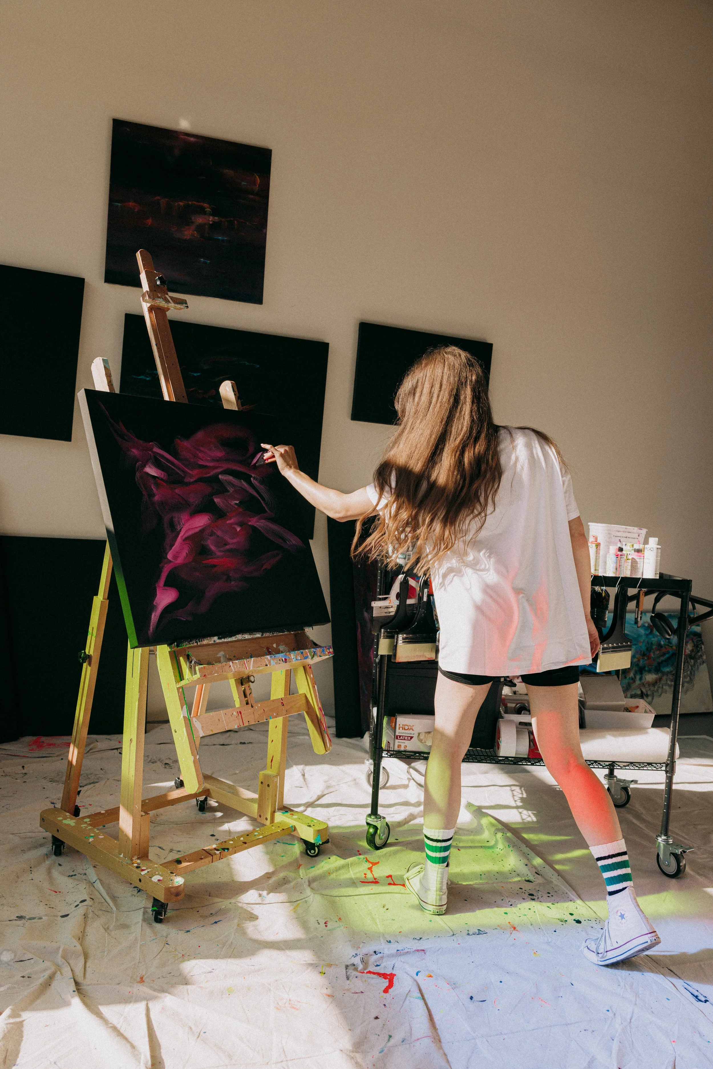 In studio with Sarah Kraning