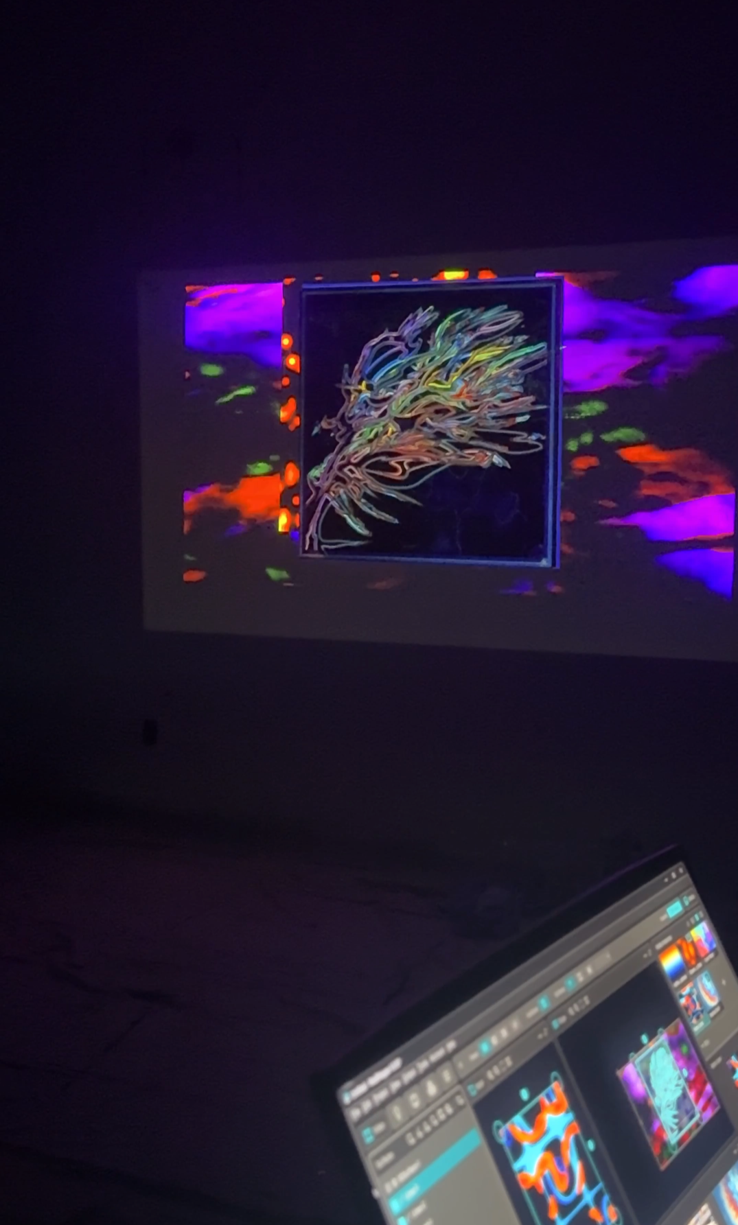 Projection mapping over Man I Need painting