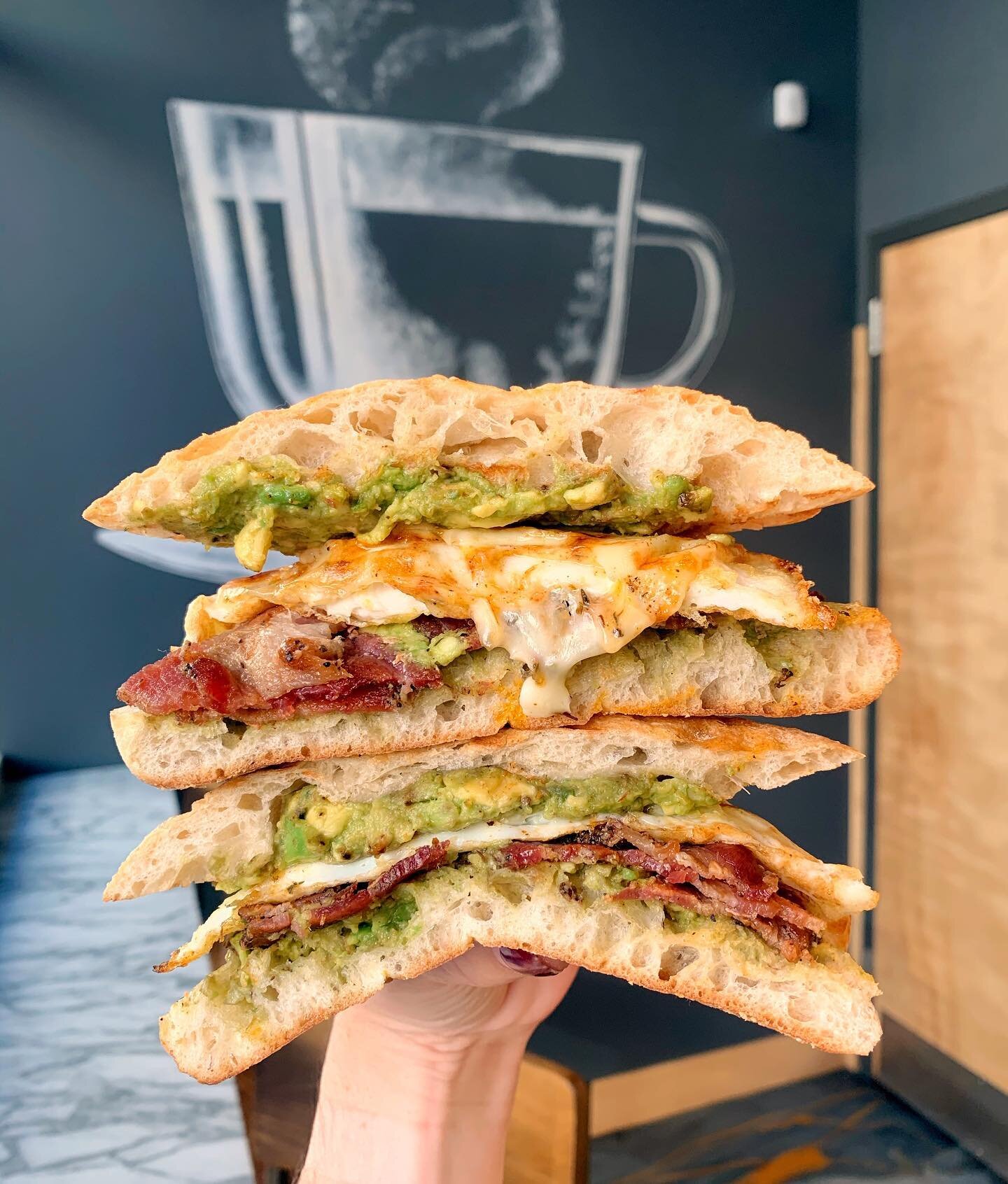 Our bacon jam sandwich is ready to start your week on the MOST delicious note!! Who's hungry?? 😋🧡