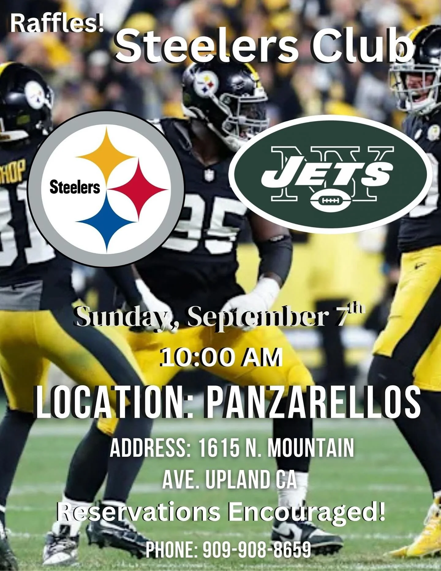 ARE YOU READY FOR SOME STEELERS FOOTBALL!?!?! We are!!!!! Make your reservations now!!! (909) 908-8659 #steelersfootball #pittsburghsteelers #steelersclub #panzarellos #panzarellosrestaurant #foodies #eatupland