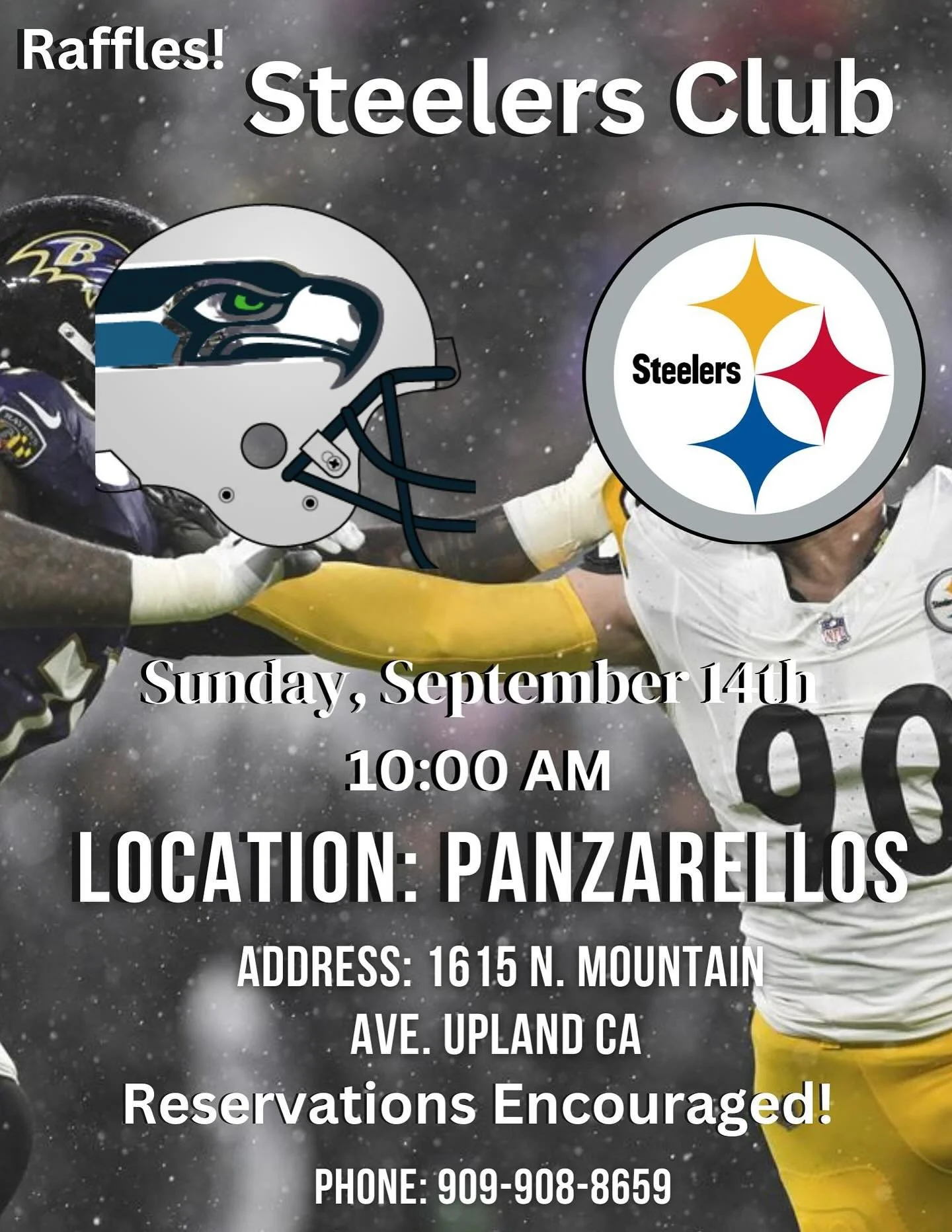 This Sunday!! Let&rsquo;s go!!! Pittsburgh Steelers Club!!! Come enjoy the game, great food and a fun crowd!!! Make your reservation now!! Numbers on the flyer!!!! #panzarellos #panzarellosrestaurant #pittsburghsteelers  #steelersfootball #eatupland 