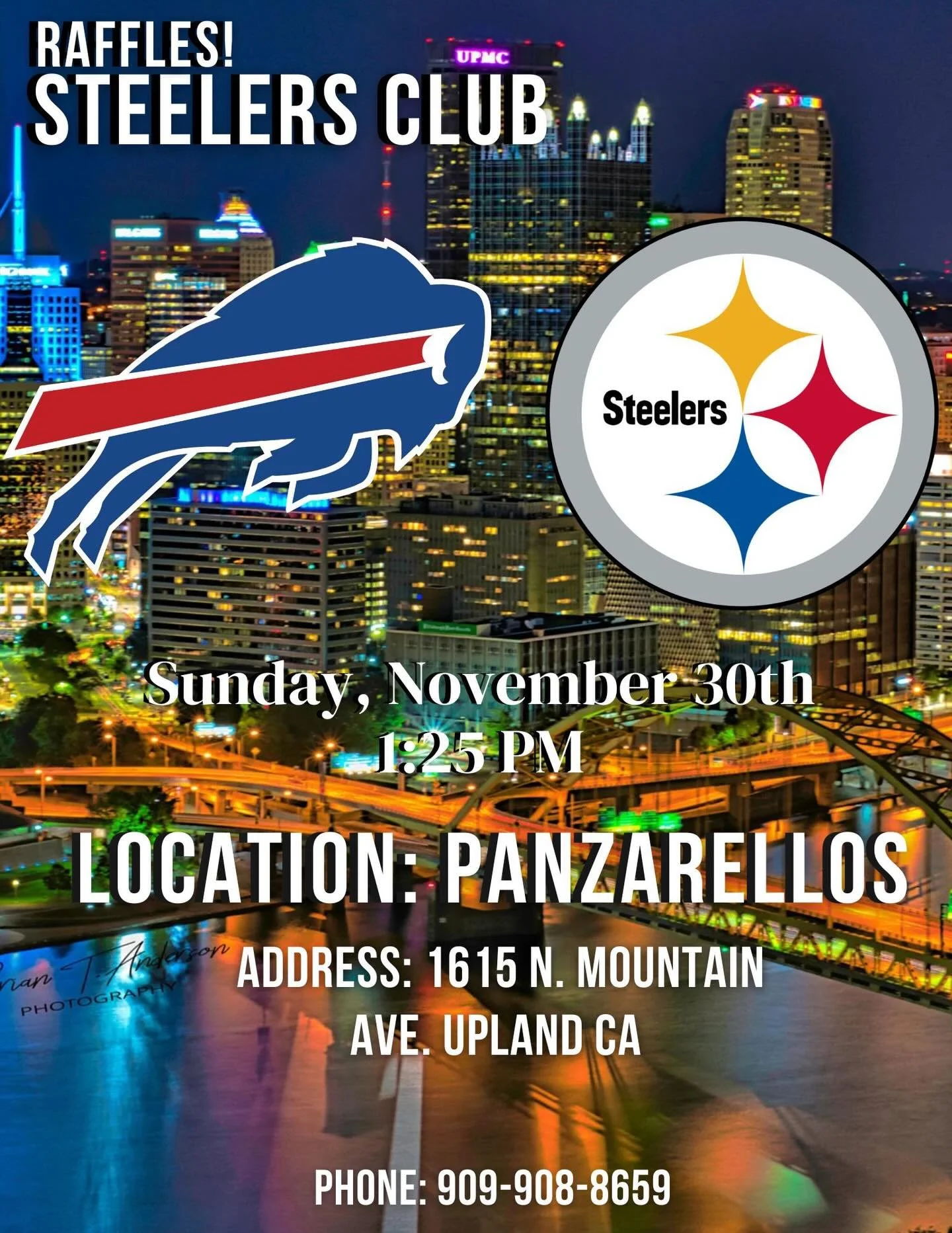 Make your reservations for this Sundays game!! Enter raffles &amp; 50/50!!! Bring a toy valued at $10+ and enter a raffle for a $50 gift certificate with wine basket ! #panzarellos #panzarellosrestaurant #steelers #steelersfootball #pittsburghsteeler