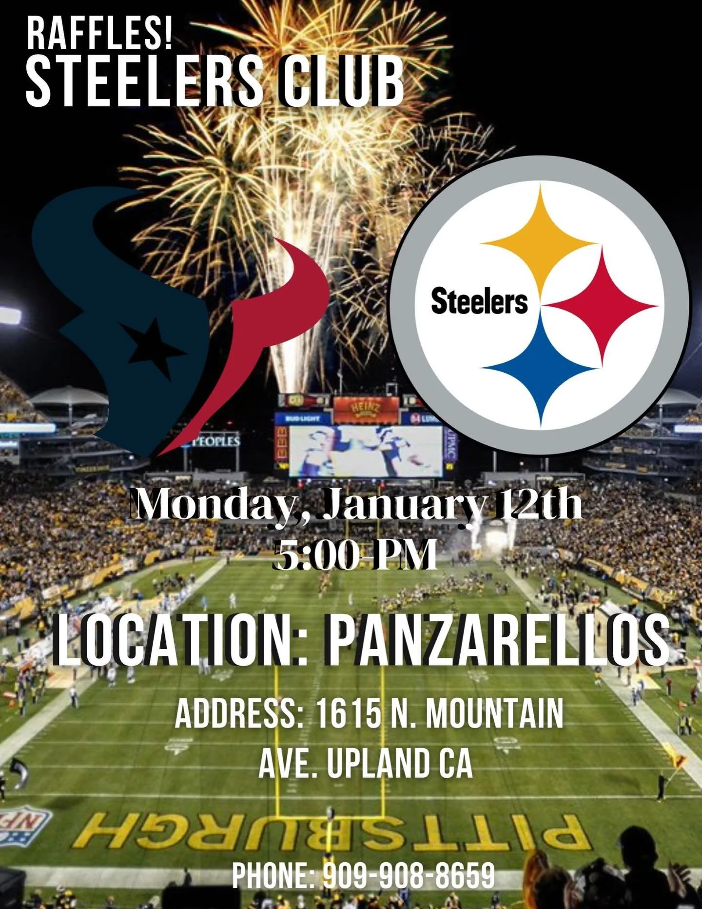 Let&rsquo;s get it guys!!!! Make your reservations!! #steelers #pittsburghsteelers #letsgosteelers #panzarellos #panzarellosrestaurant #herewegosteelers