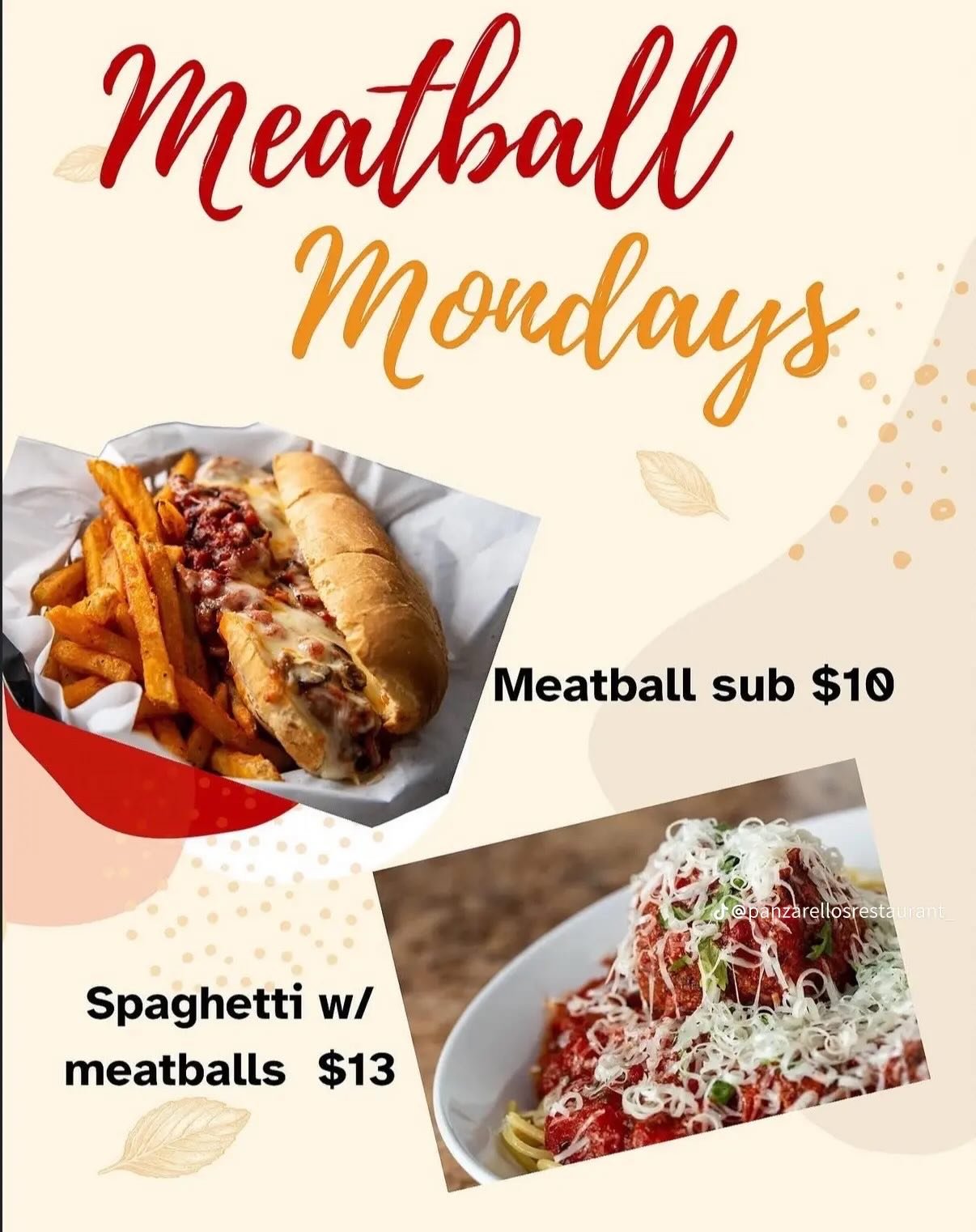 Come in for our Meatball Monday Specials!!! #panzarellosrestaurant #eatupland #italianfood #foodies #meatballs