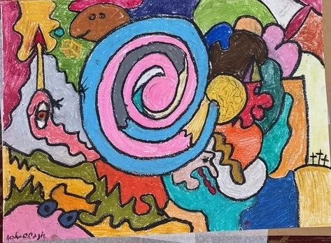 Patos Rainbow The Pink Eternal, 2025, Pastel on Paper, 21.75 x 30 in