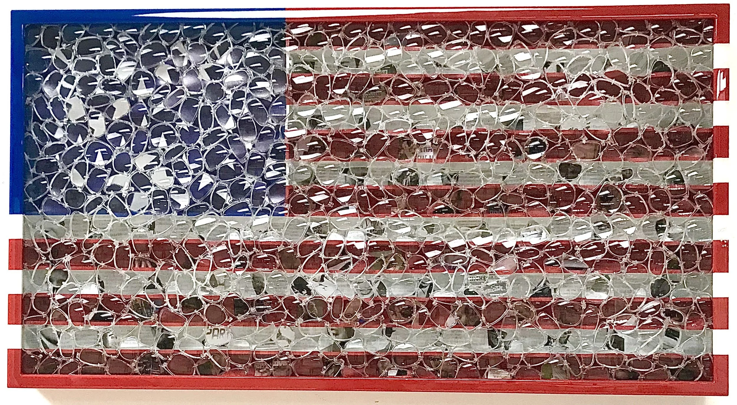 David Datuna, Color American Flag, 2021, mixed media, 31 x 58 x 4 in