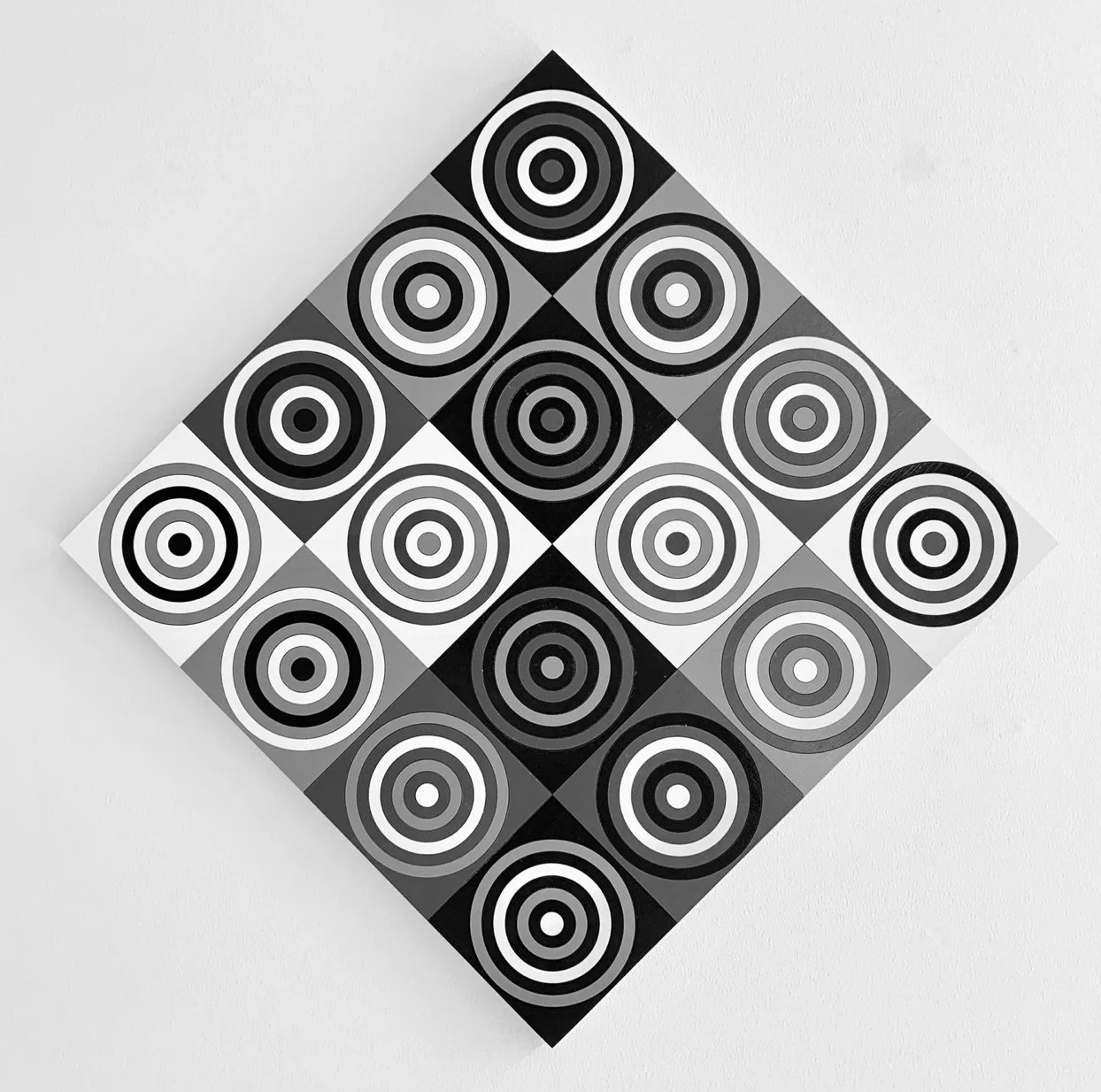 Dennis Beach, Spin #BW16, 2020, Acrylic on Plywood, 31 x 31 inches (78.74 x 78.74 cm)