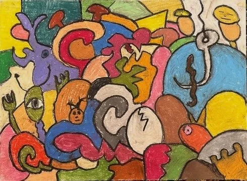 Pato's Rainbow: Wurary Kracken Egg & Hook, 2025, Pastel on paper, 21.72 x 30in