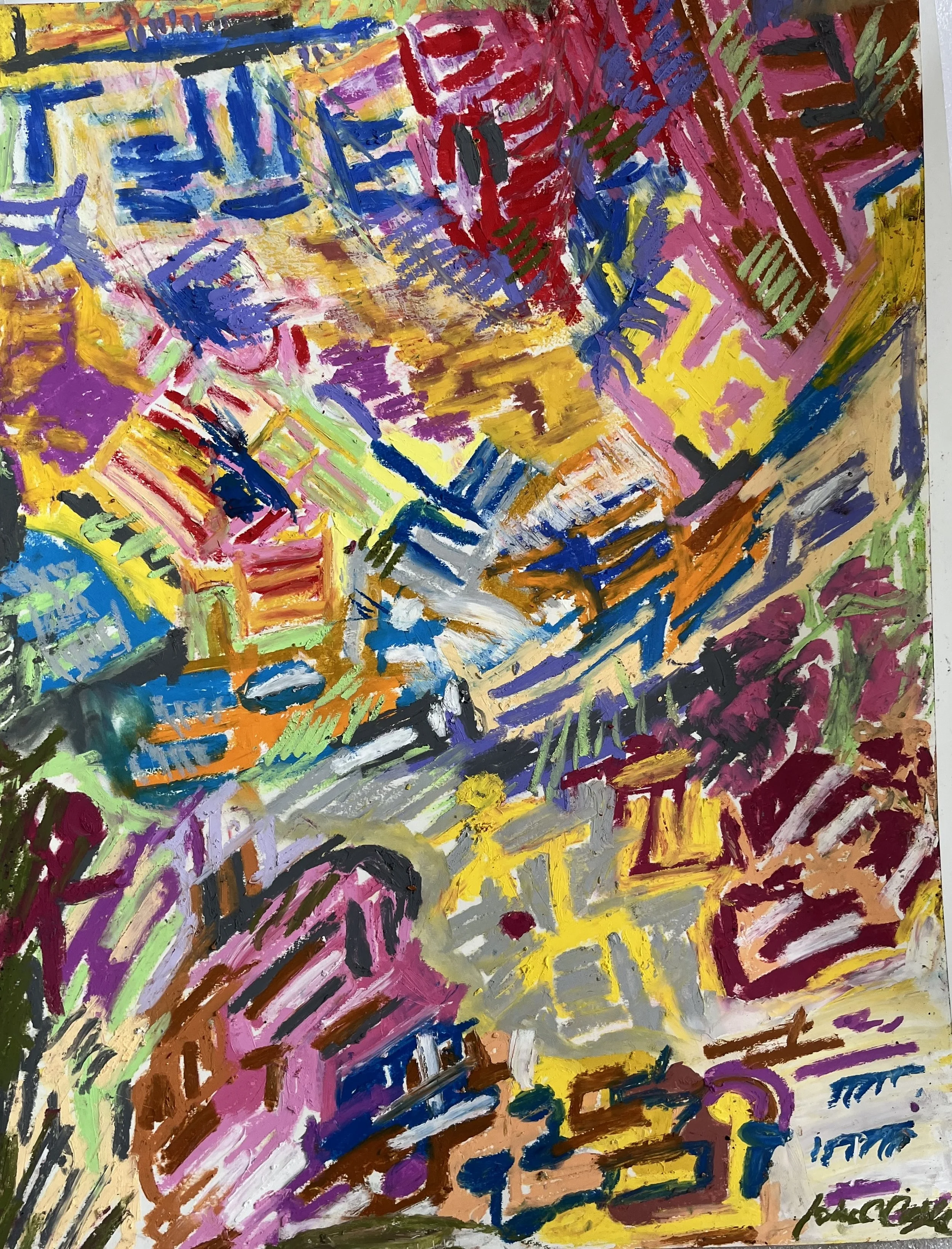 Blocks #2, 2025, Oil pastel, 24 x 18in