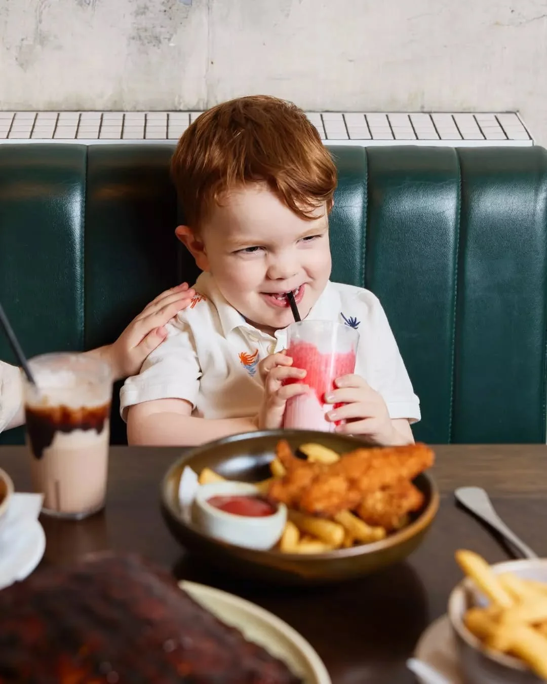 The perfect pairing to our kids menu of delicious bites... creamy chocolate 🍫 &nbsp;, vanilla&nbsp;🤍  and strawberry&nbsp;🍓  milkshakes 🥤 ! A milk moustache&nbsp;is a sign of good times (for them and for you!).