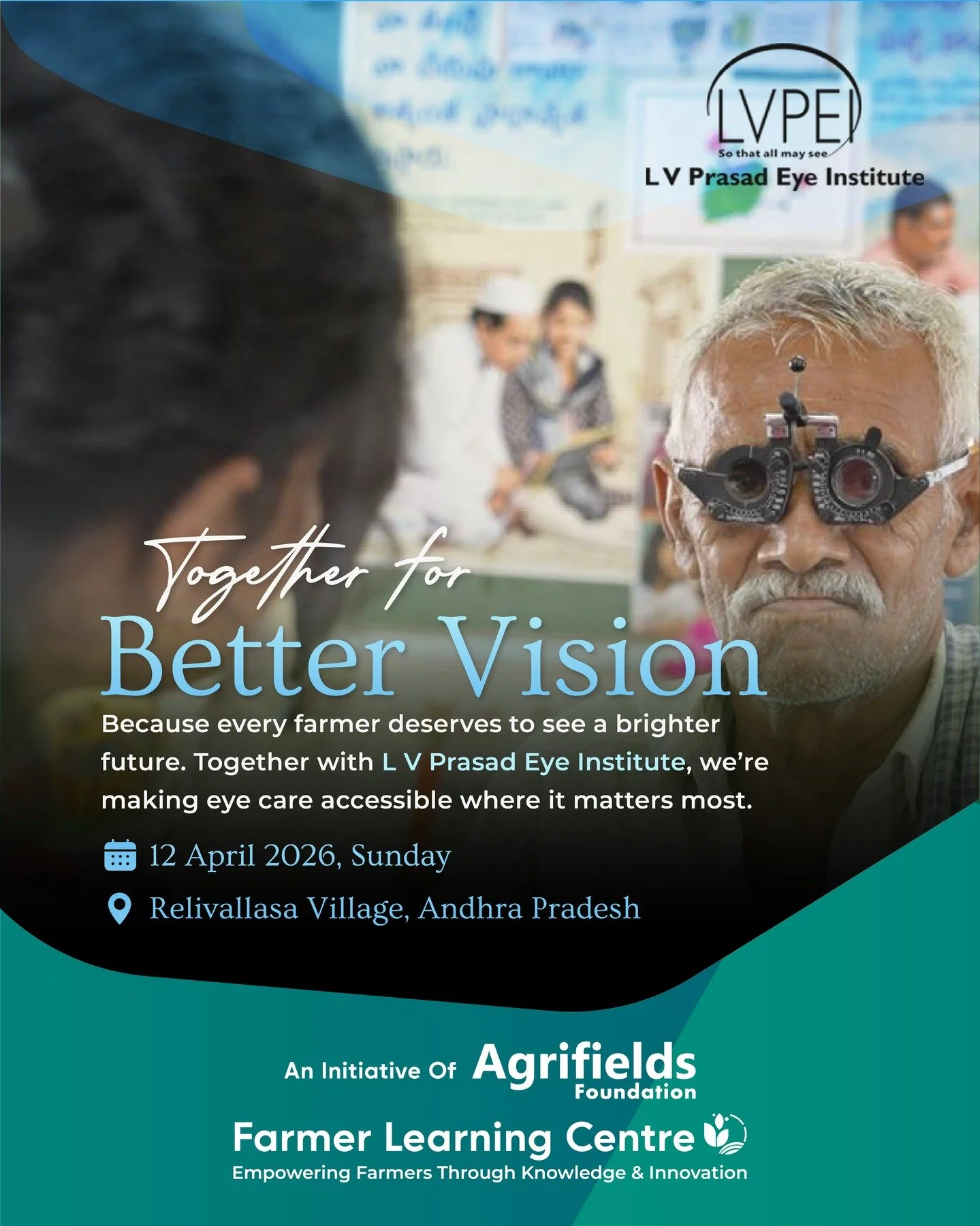 Expanding care beyond learning 🌿

Agrifields Foundation is proud to collaborate with L V Prasad Eye Institute to bring essential eye care services closer to farming communities.

The eye health screenings being organized with follow up referral pati