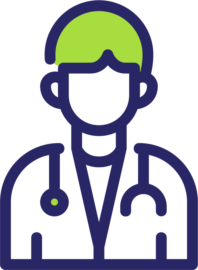 Illustration of a healthcare professional with a stethoscope around their neck.