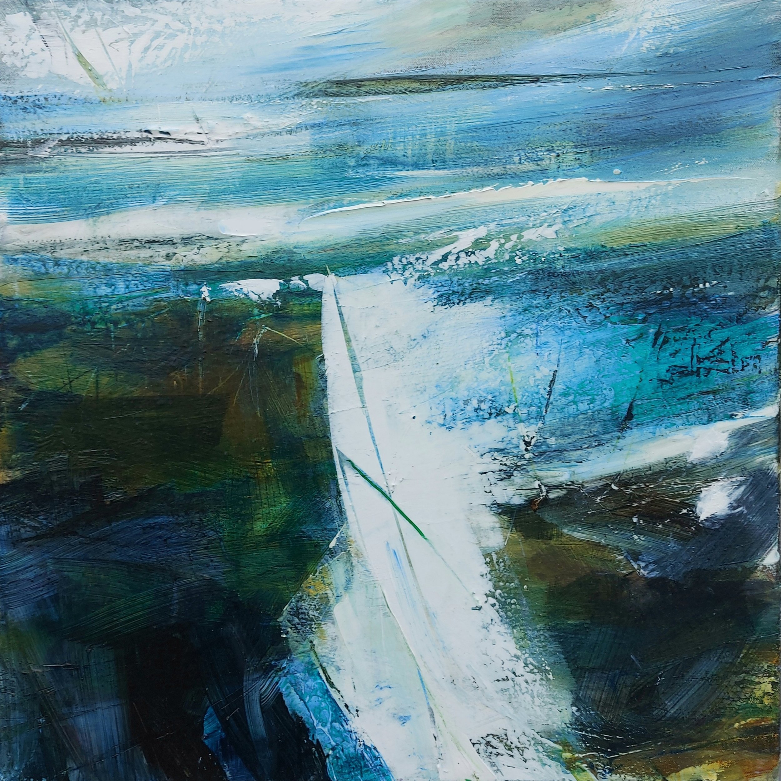 Lesley Mackay, Bog Cotton Mull Head I, acrylic on canvas, 60 x 60cm, £465.jpg